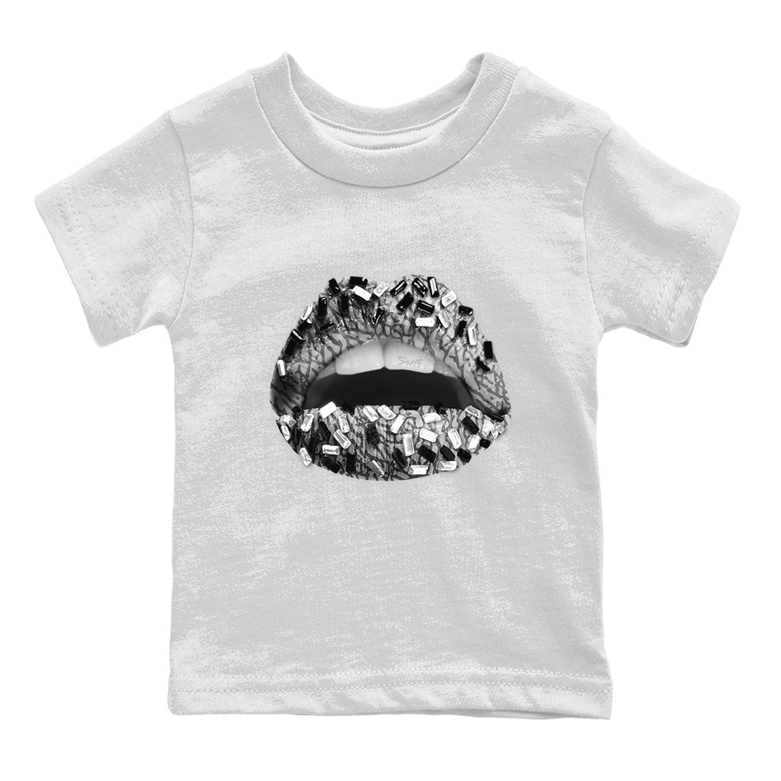 Lips Jewel Kids Tops - Air Jordan 1 White Cement