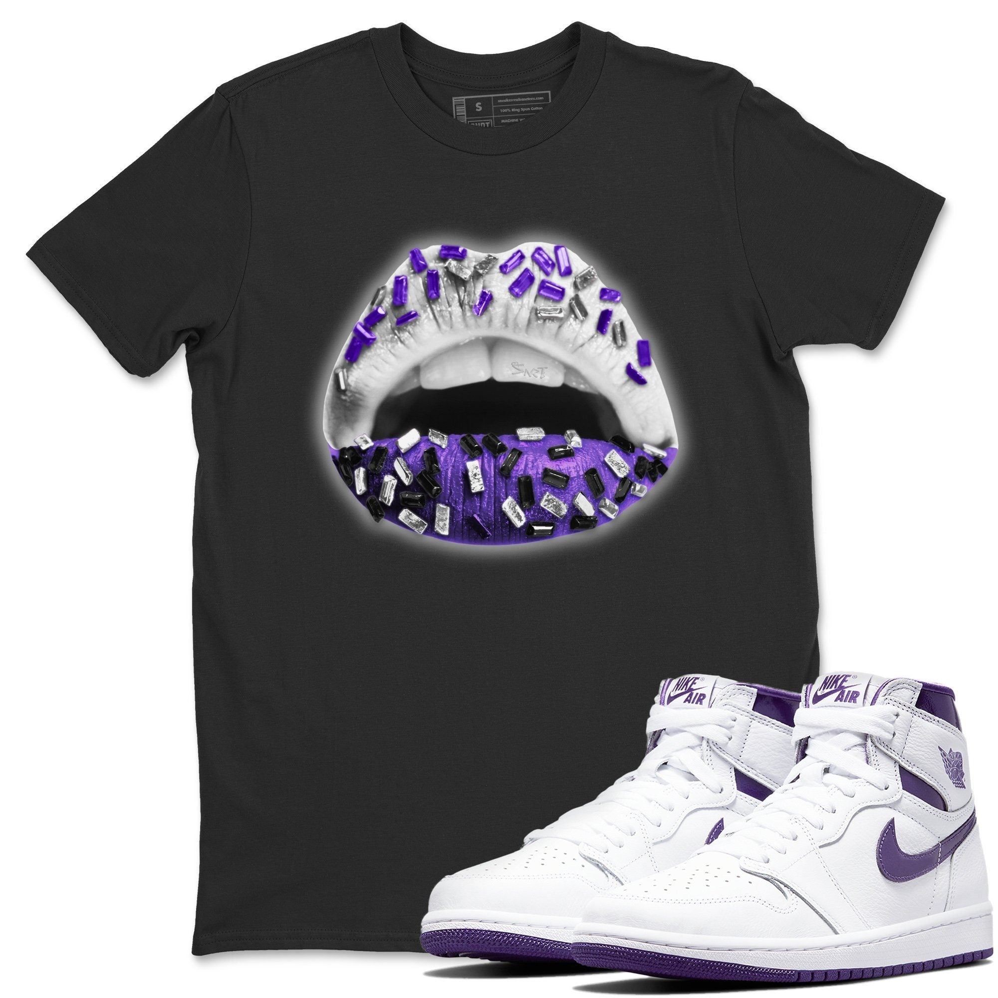Lips Jewel Unisex Tops - Air Jordan 1 WMNS Court Purple