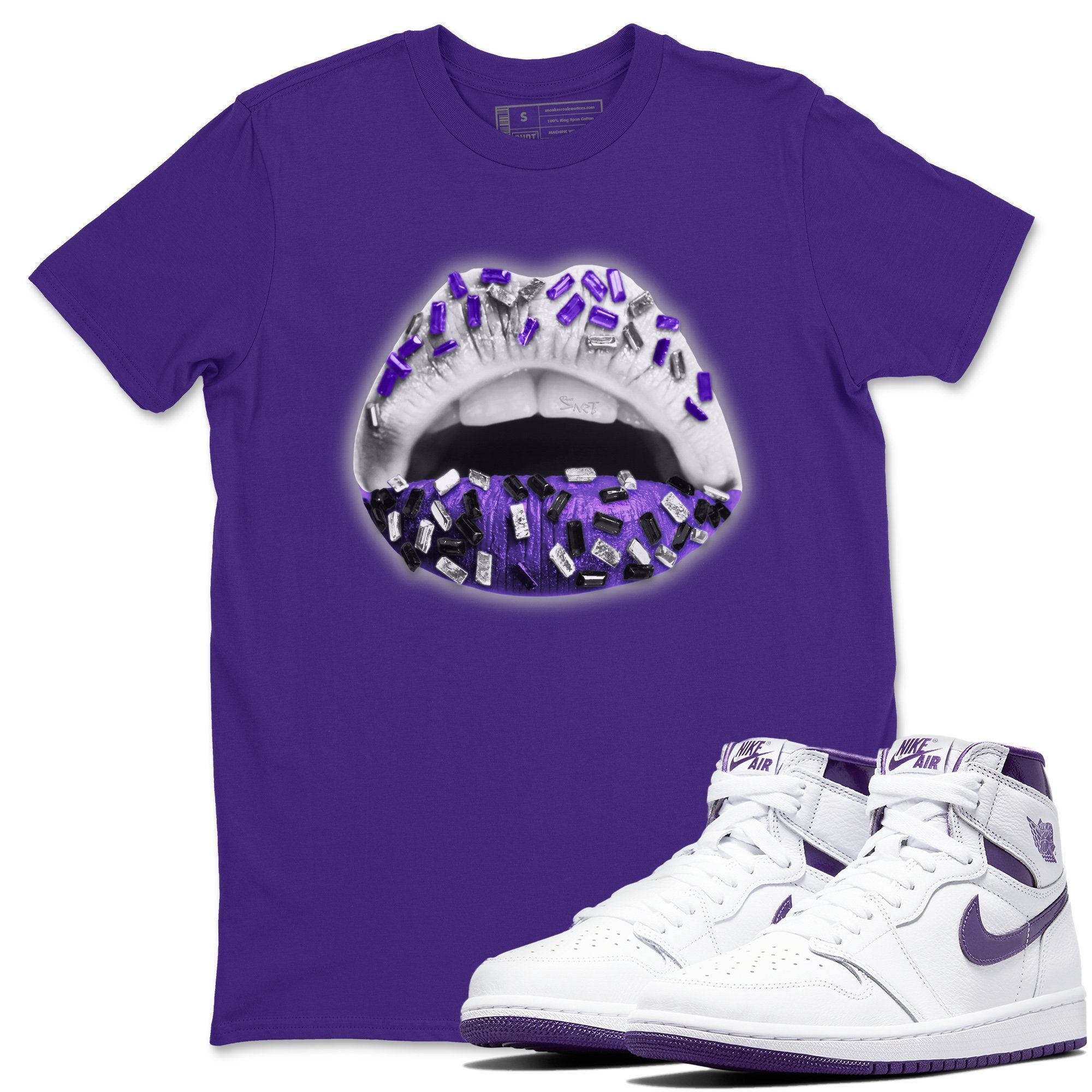 Lips Jewel Unisex Tops - Air Jordan 1 WMNS Court Purple
