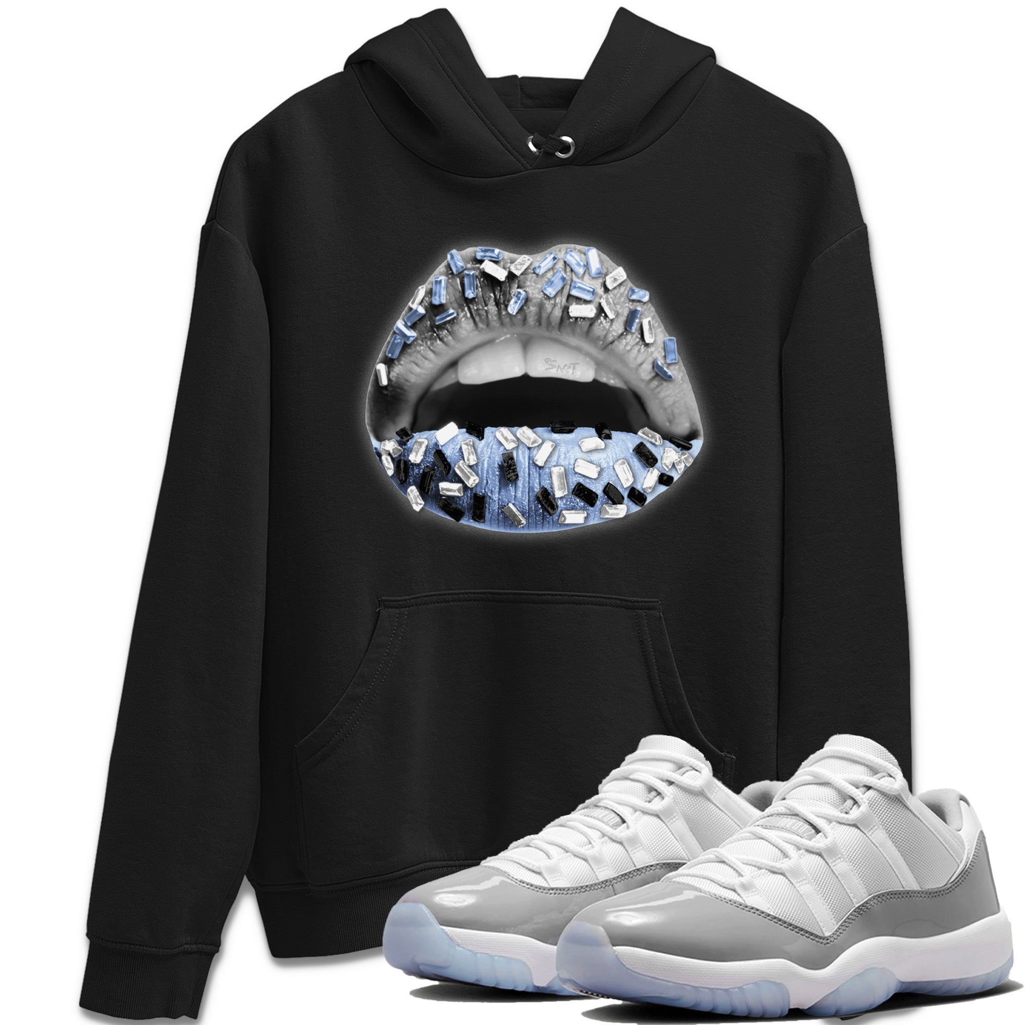 Lips Jewel Unisex Tops - Air Jordan 11 White Cement