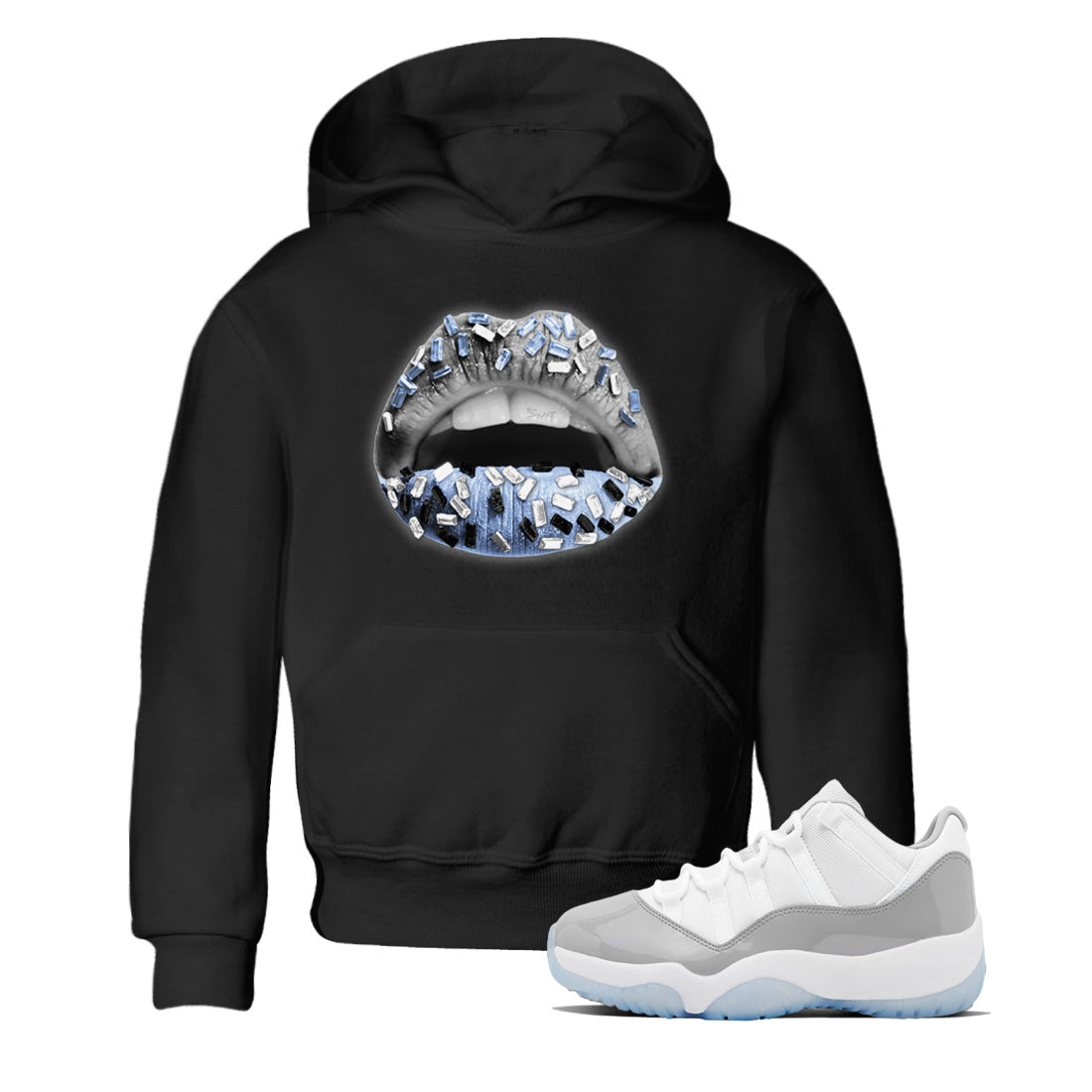 Lips Jewel Kids Tops - Air Jordan 11 White Cement