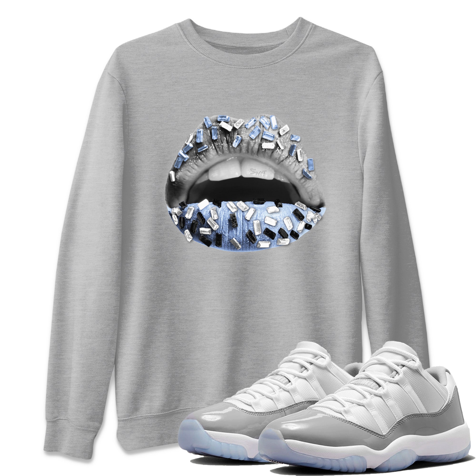 Lips Jewel Unisex Tops - Air Jordan 11 White Cement