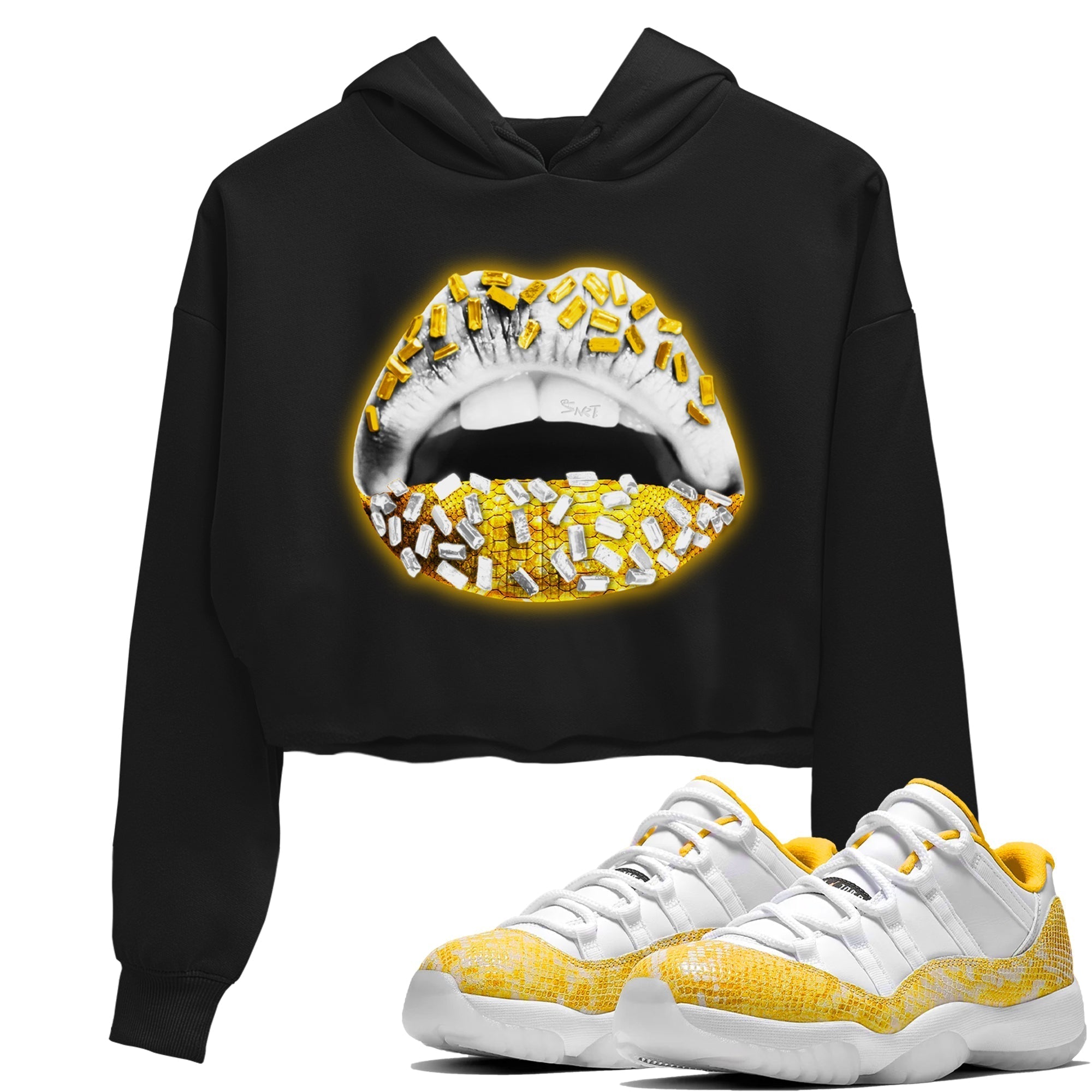 Lips Jewel Women's Tops - Air Jordan 11 Yellow Python