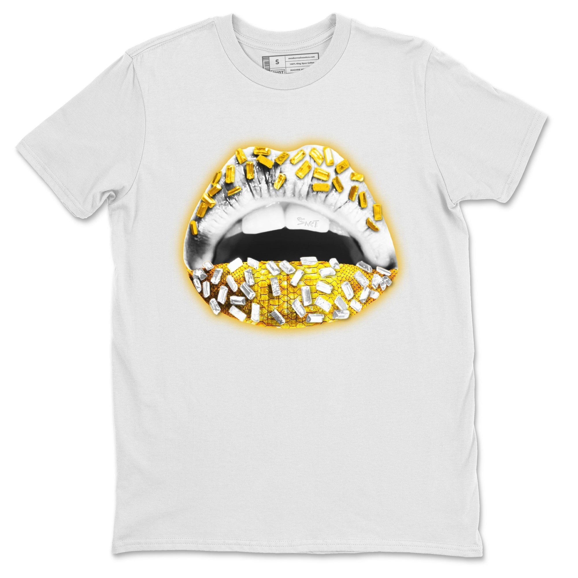 Lips Jewel Unisex Tops - Air Jordan 11 Yellow Python