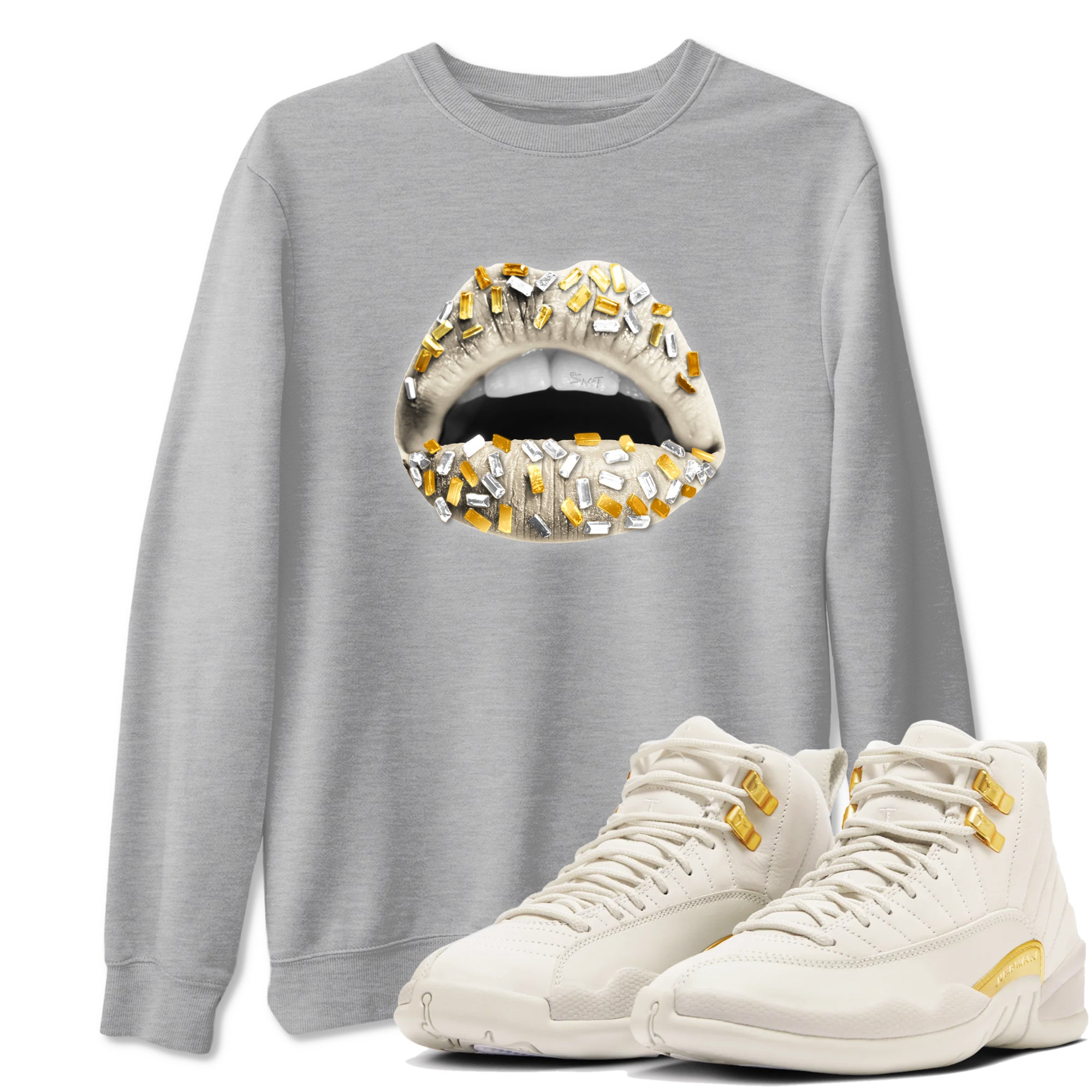 Lips Jewel snkmatch Tees - Air Jordan 12 Phantom