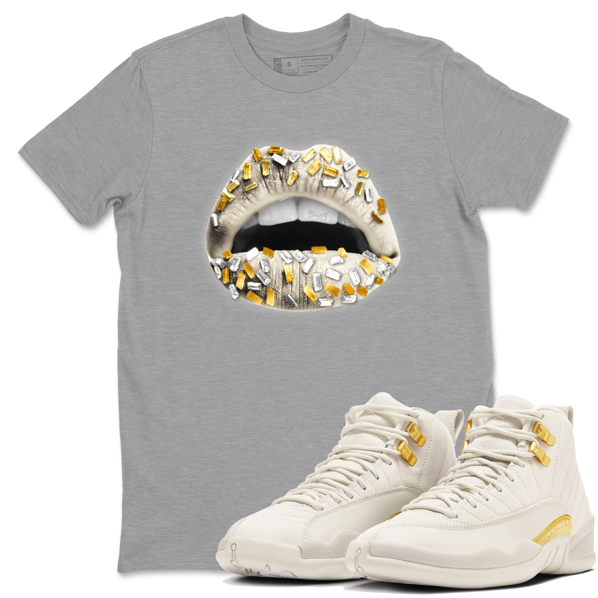 Lips Jewel snkmatch Tees - Air Jordan 12 Phantom