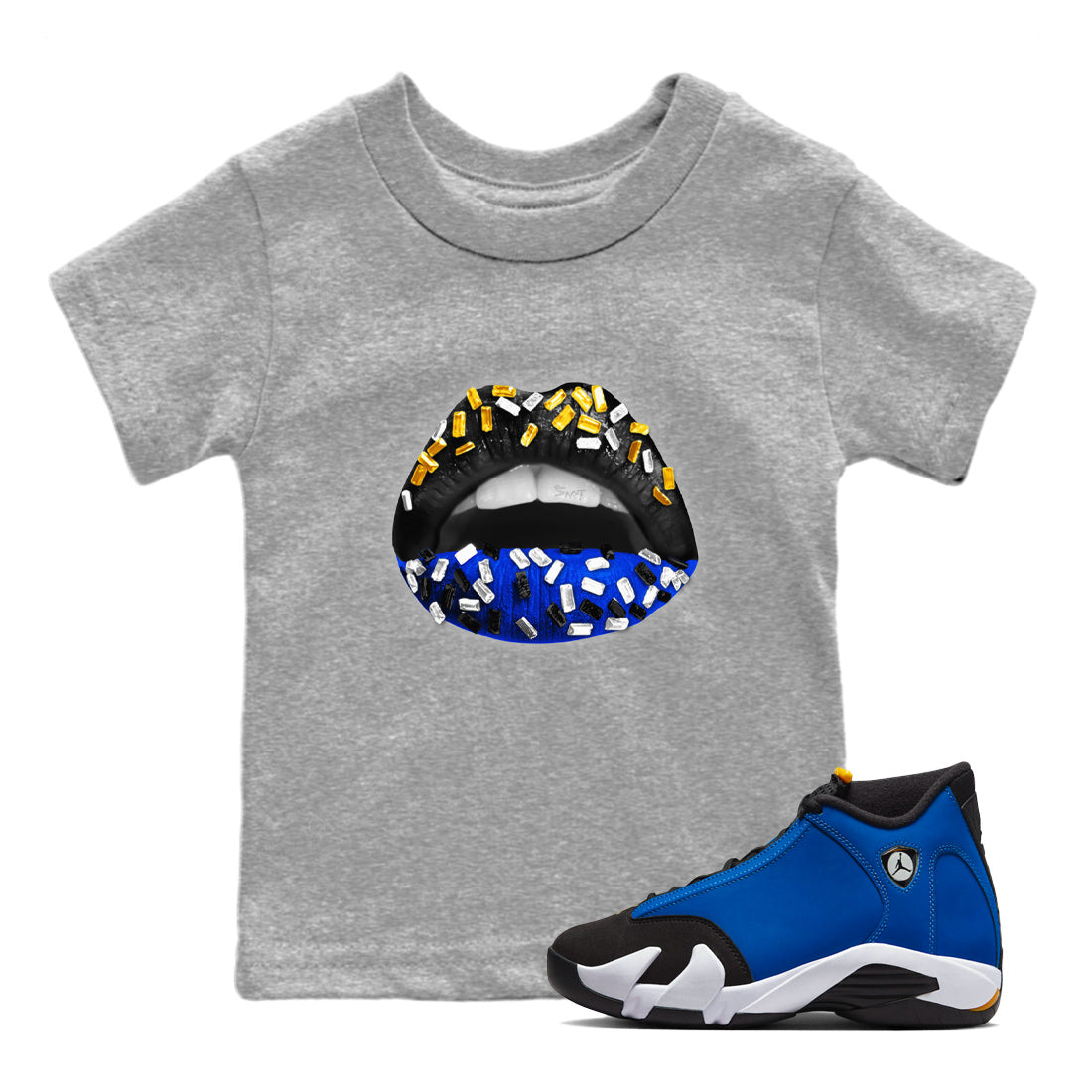 Lips Jewel Kids Tops - Air Jordan 14 Laney