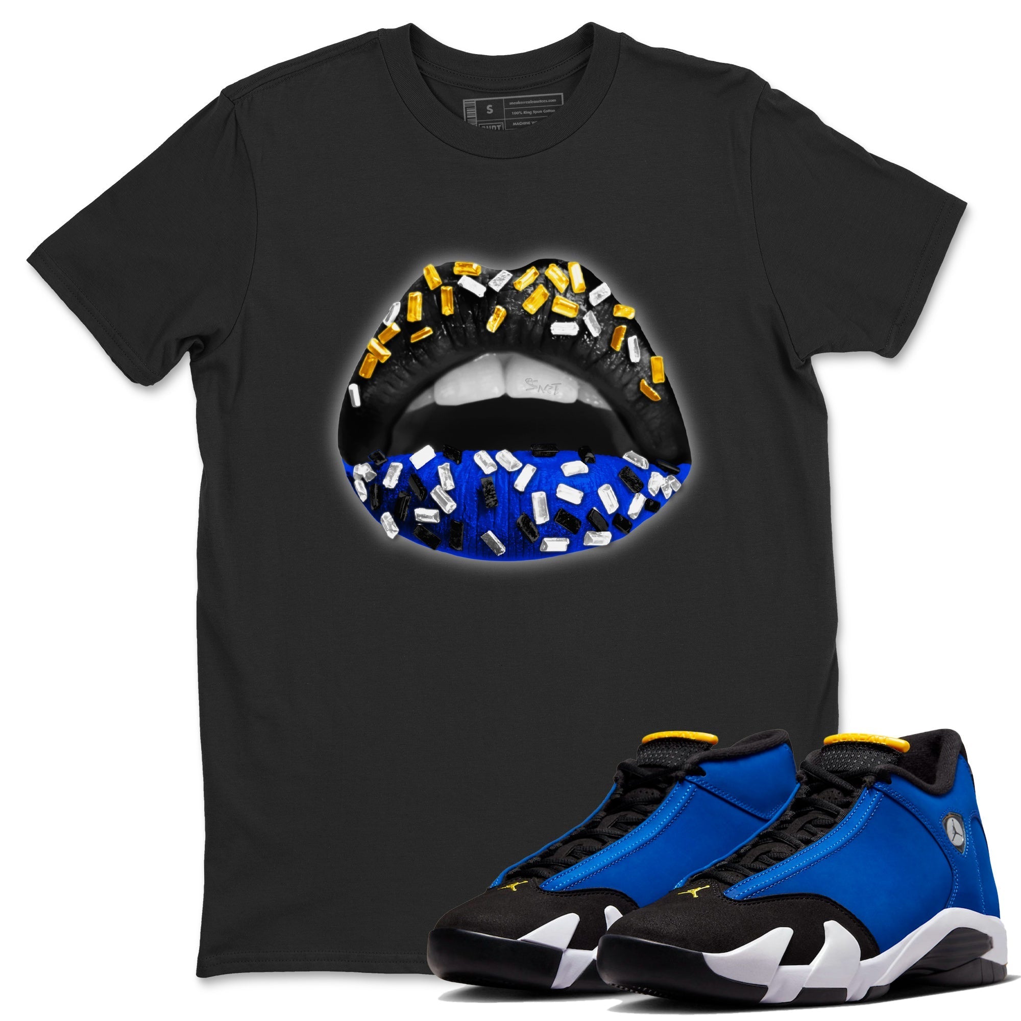 Lips Jewel Unisex Tops - Air Jordan 14 Laney