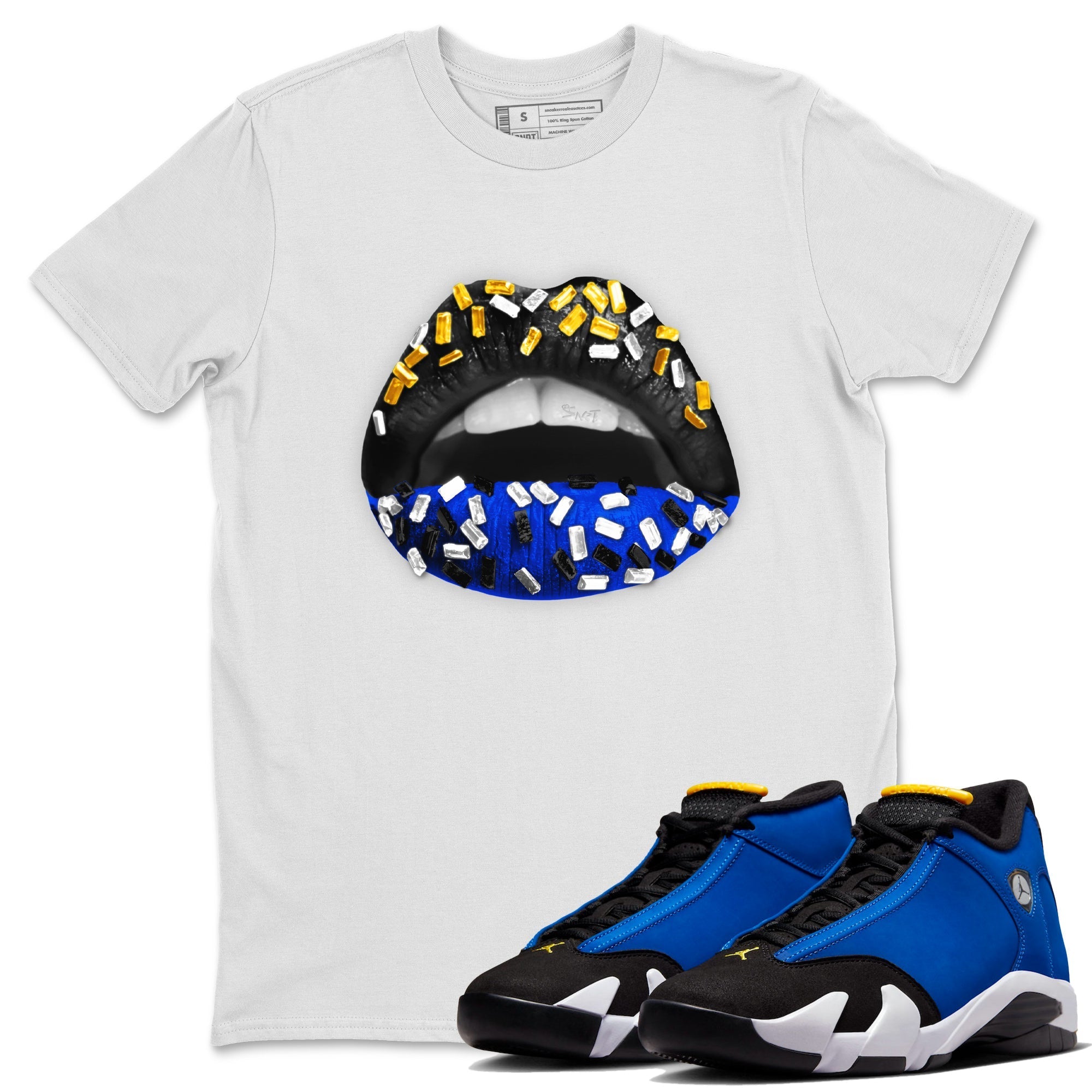 Lips Jewel Unisex Tops - Air Jordan 14 Laney