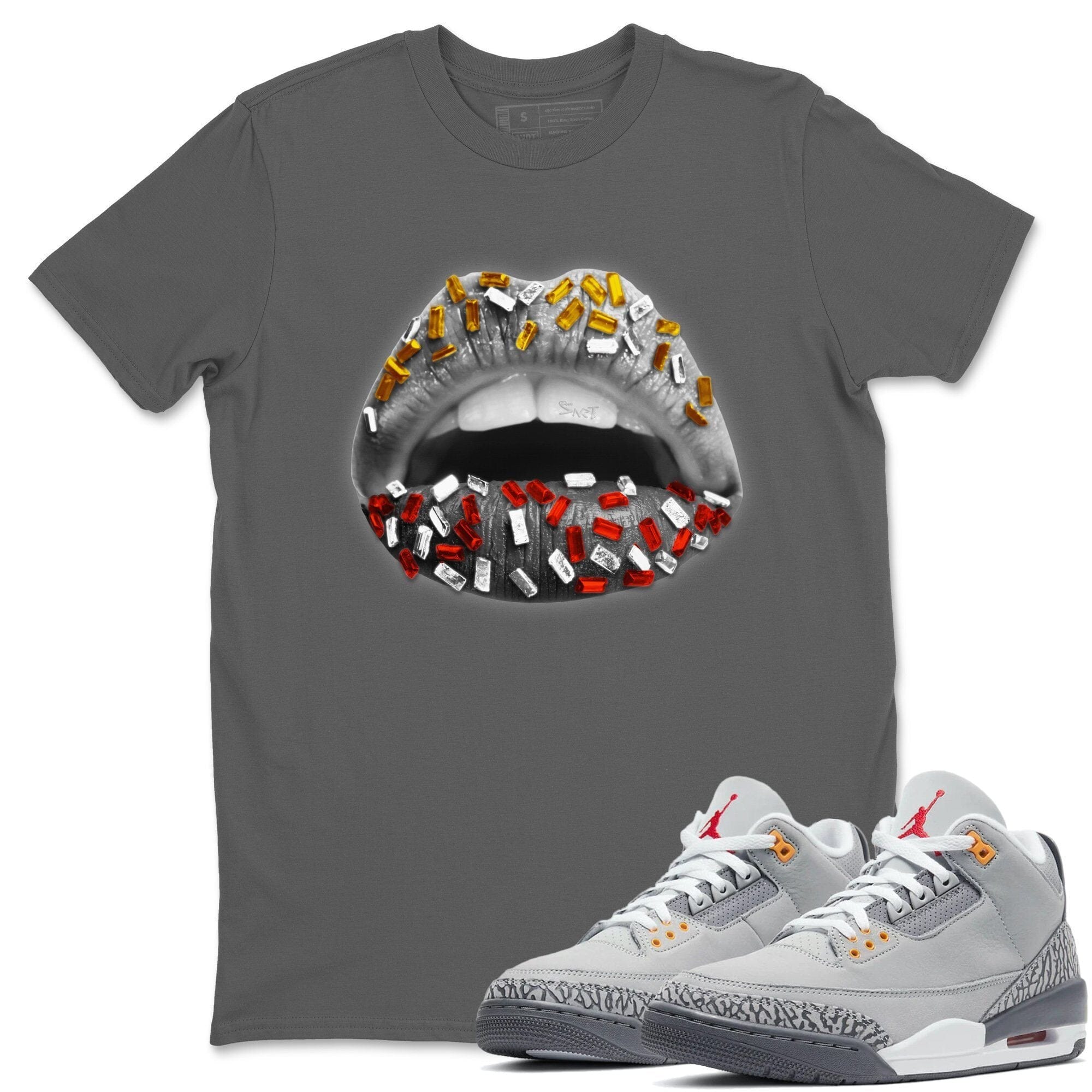 Lips Jewel Unisex Tops - Air Jordan 3 Cool Grey
