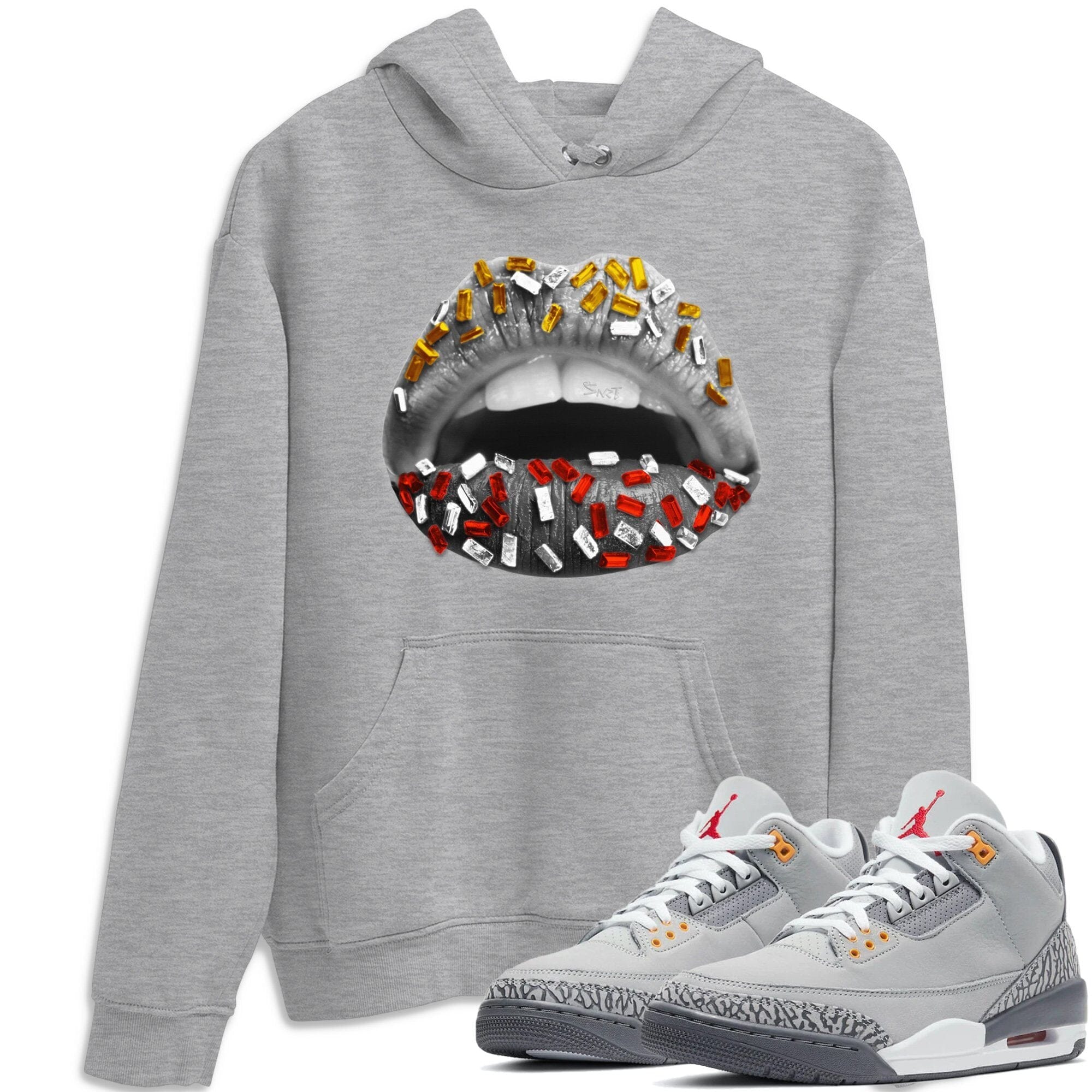 Lips Jewel Unisex Tops - Air Jordan 3 Cool Grey