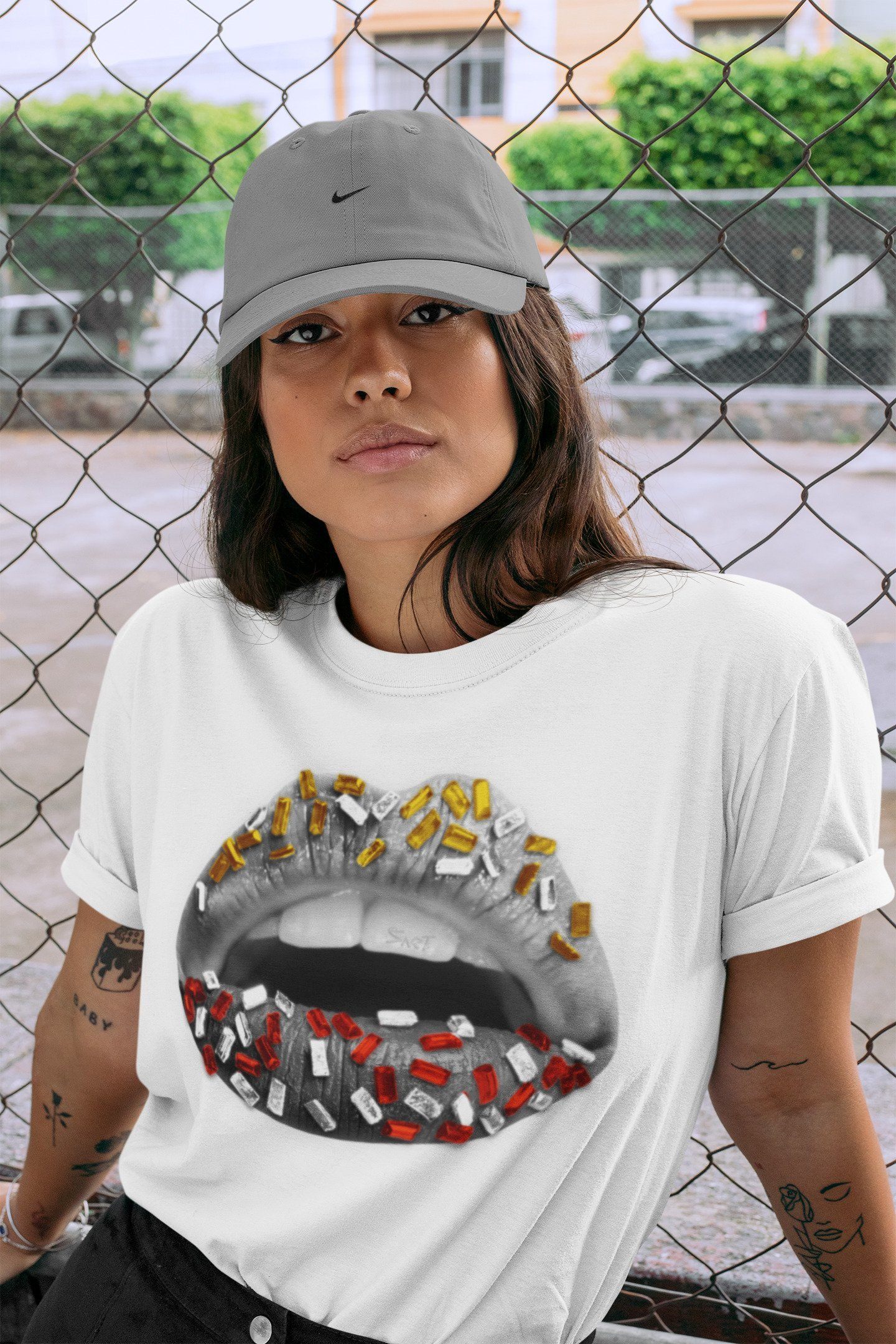 Lips Jewel Unisex Tops - Air Jordan 3 Cool Grey