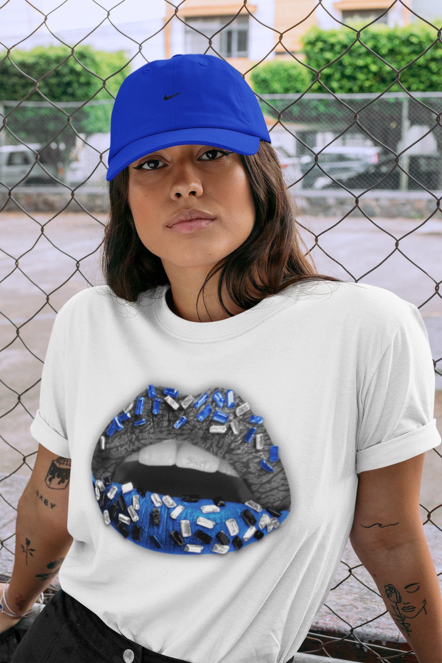 Lips Jewel Unisex Tops - Air Jordan 3 Racer Blue