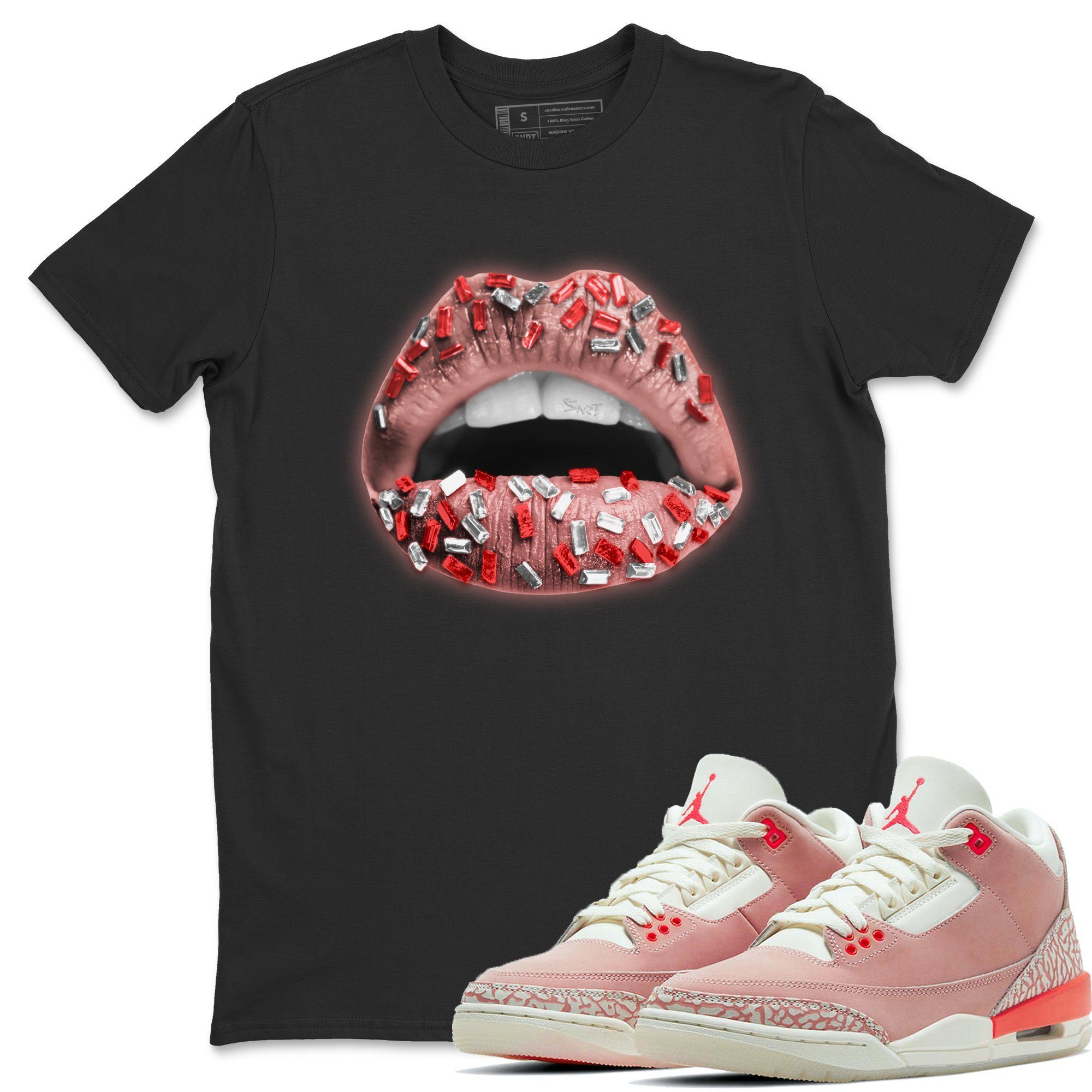 Lips Jewel Unisex Tops - Air Jordan 3 Rust Pink