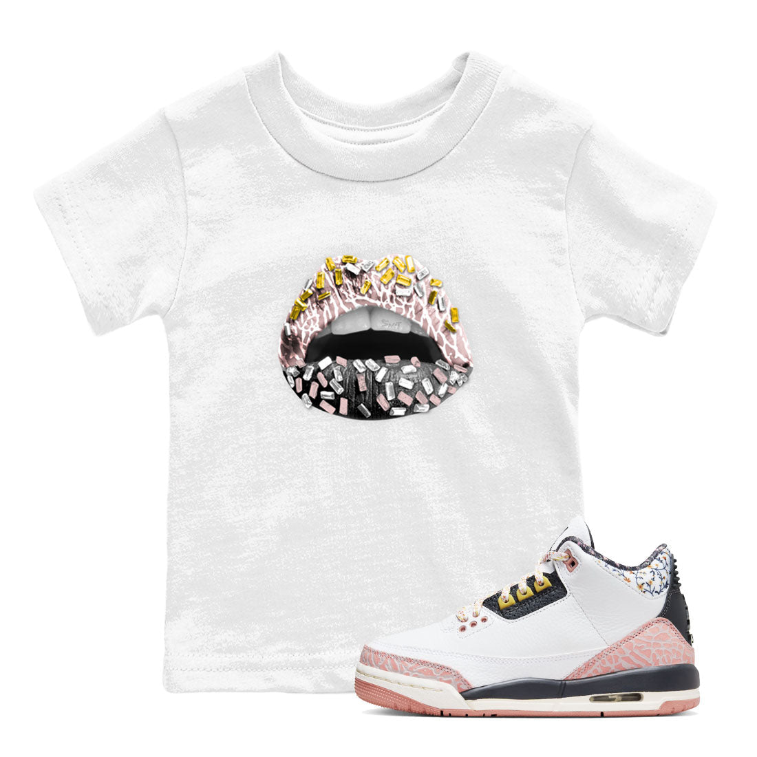Lips Jewel snkmatch Tees Kids - Air Jordan 3 Vintage Floral