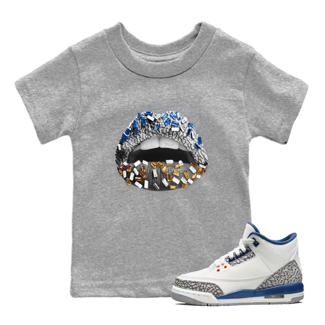 Lips Jewel Kids Tops - Air Jordan 3 Wizards