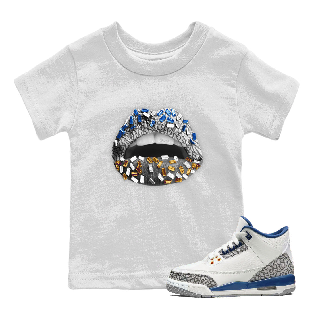 Lips Jewel Kids Tops - Air Jordan 3 Wizards