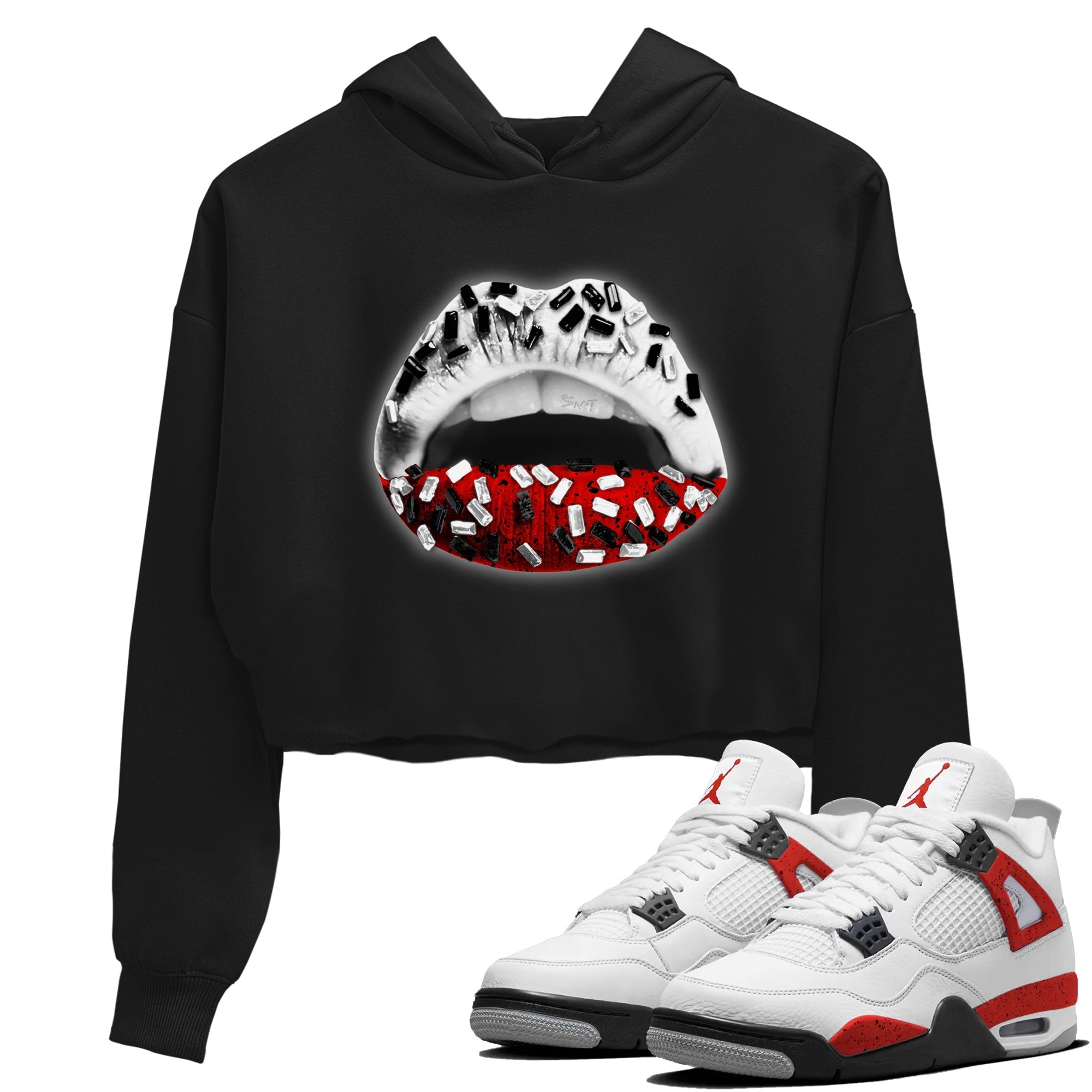 Lips Jewel Women's Tops - Air Jordan 4 Red Cement