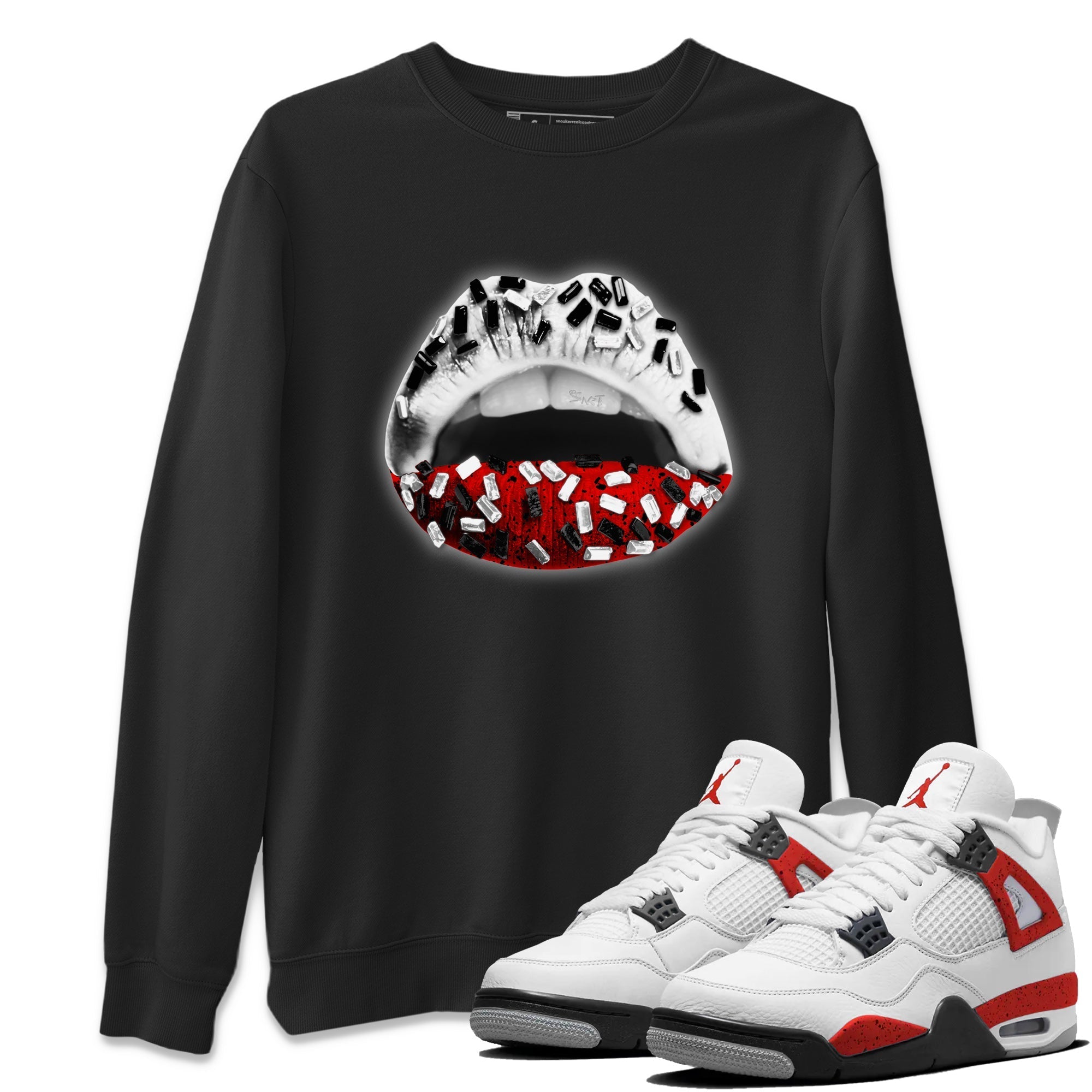 Lips Jewel Unisex Tops - Air Jordan 4 Red Cement