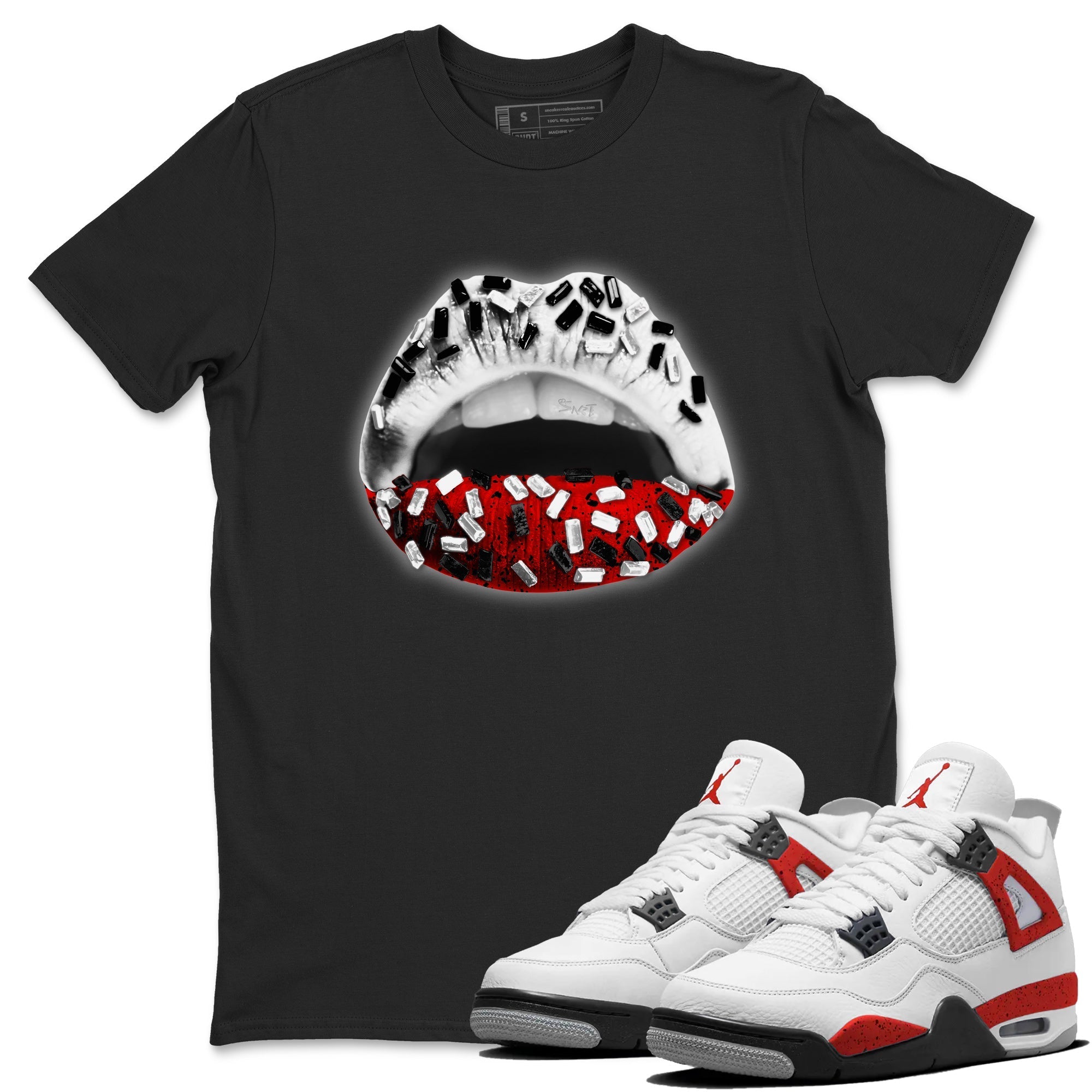 Lips Jewel Unisex Tops - Air Jordan 4 Red Cement