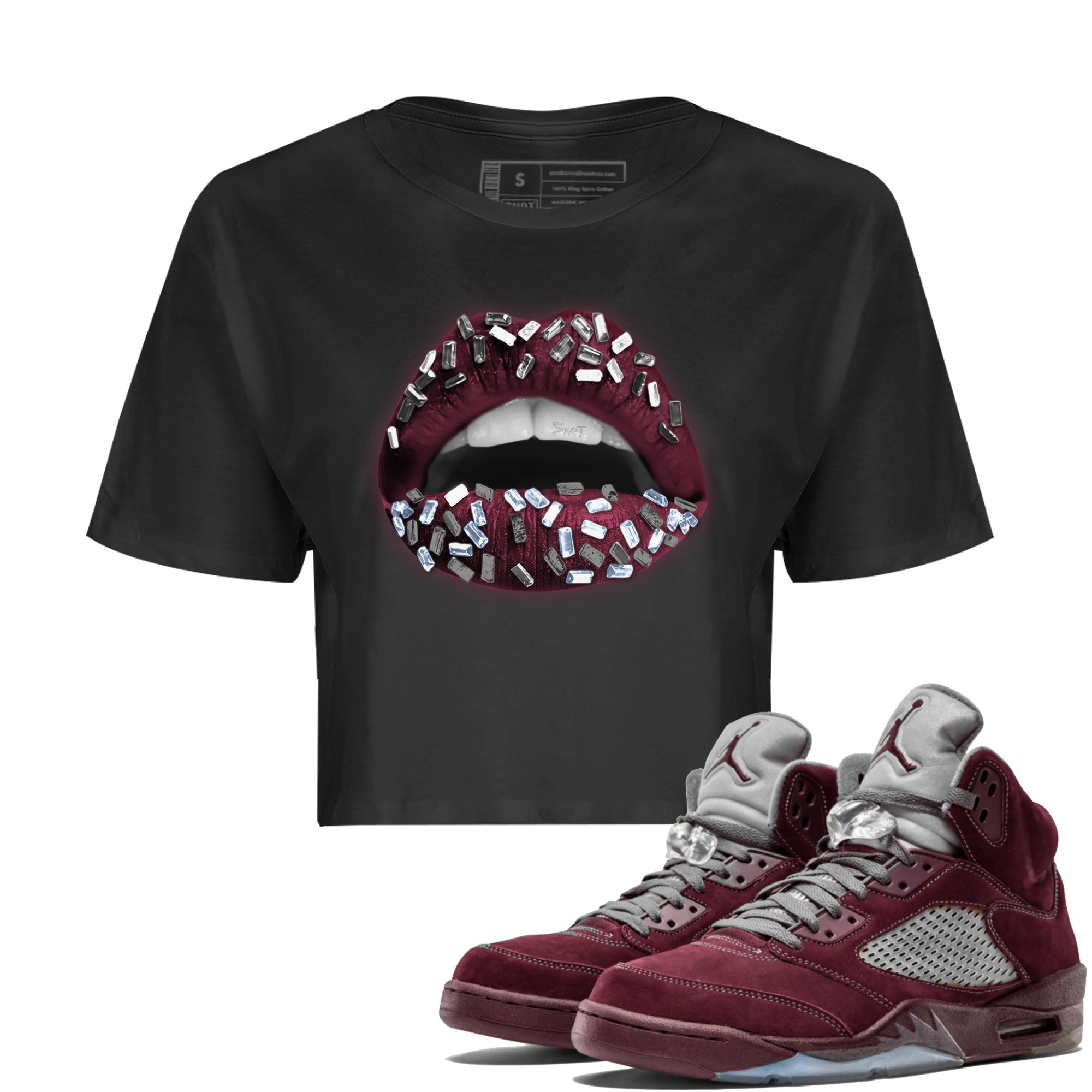 Lips Jewel Women's Tops - Air Jordan 5 Burgundy