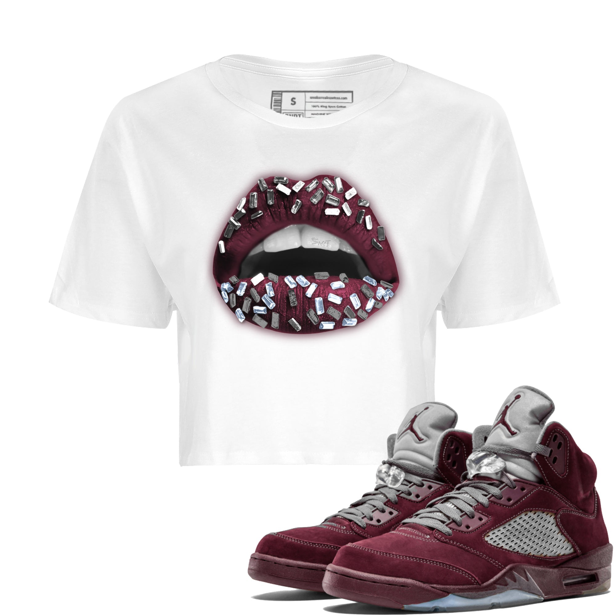 Lips Jewel Women's Tops - Air Jordan 5 Burgundy