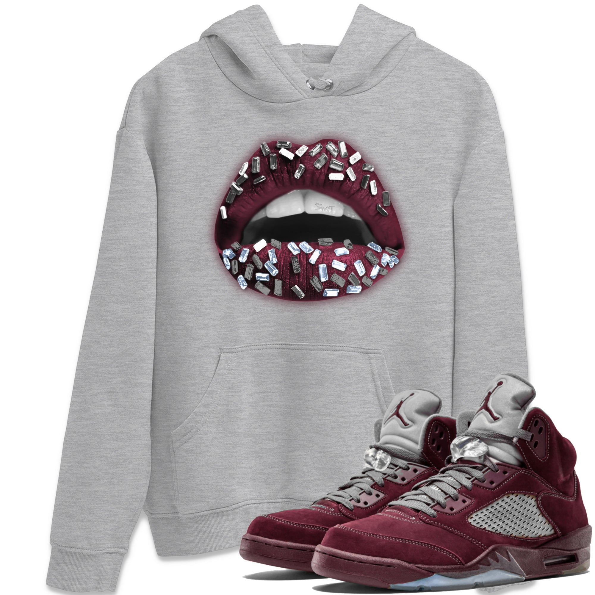 Lips Jewel Unisex Tops - Air Jordan 5 Burgundy