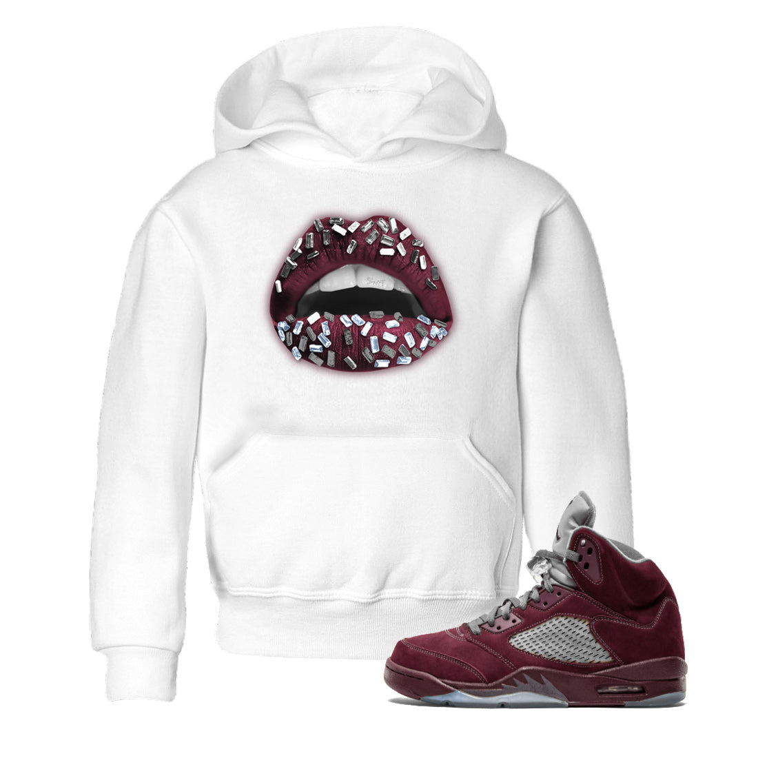 Lips Jewel Kids Tops - Air Jordan 5 Burgundy