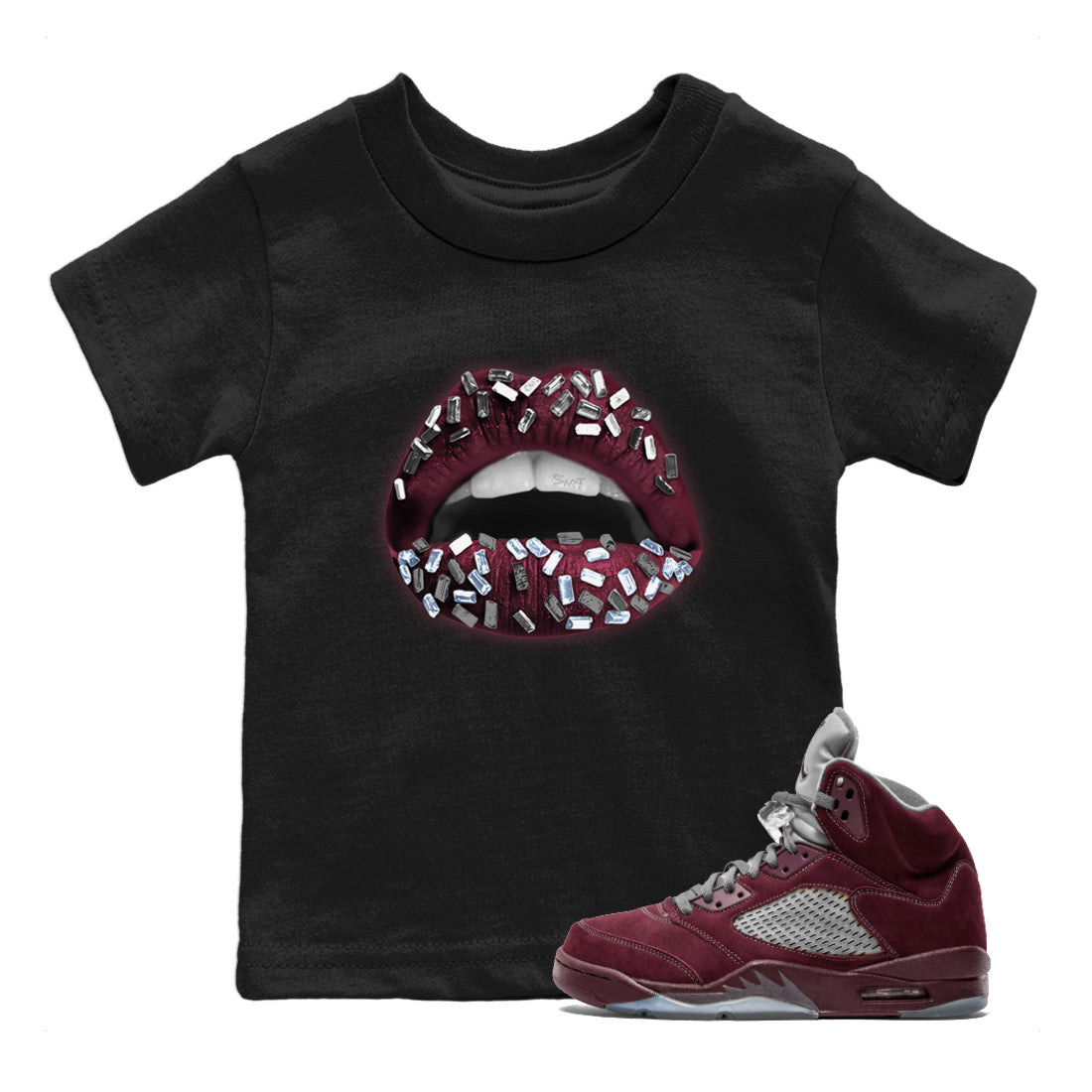 Lips Jewel Kids Tops - Air Jordan 5 Burgundy