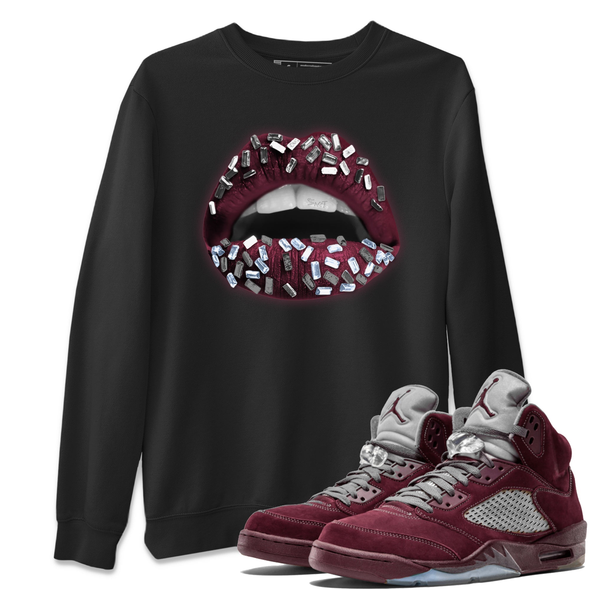 Lips Jewel Unisex Tops - Air Jordan 5 Burgundy
