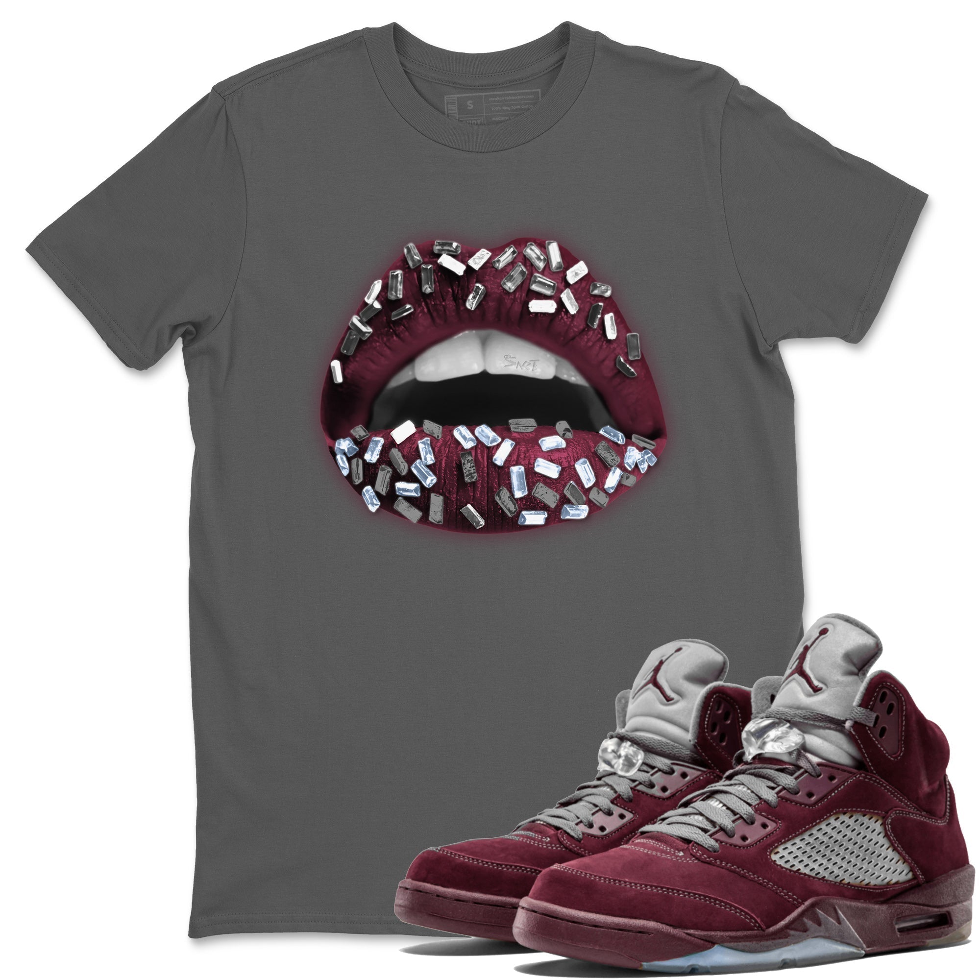 Lips Jewel Unisex Tops - Air Jordan 5 Burgundy