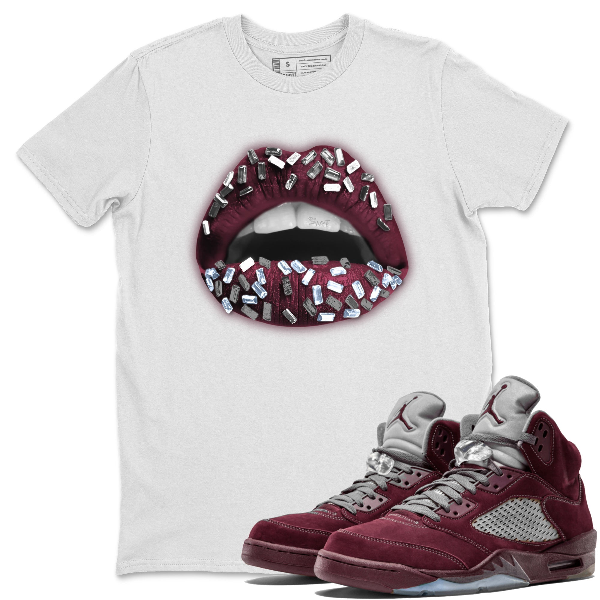 Lips Jewel Unisex Tops - Air Jordan 5 Burgundy
