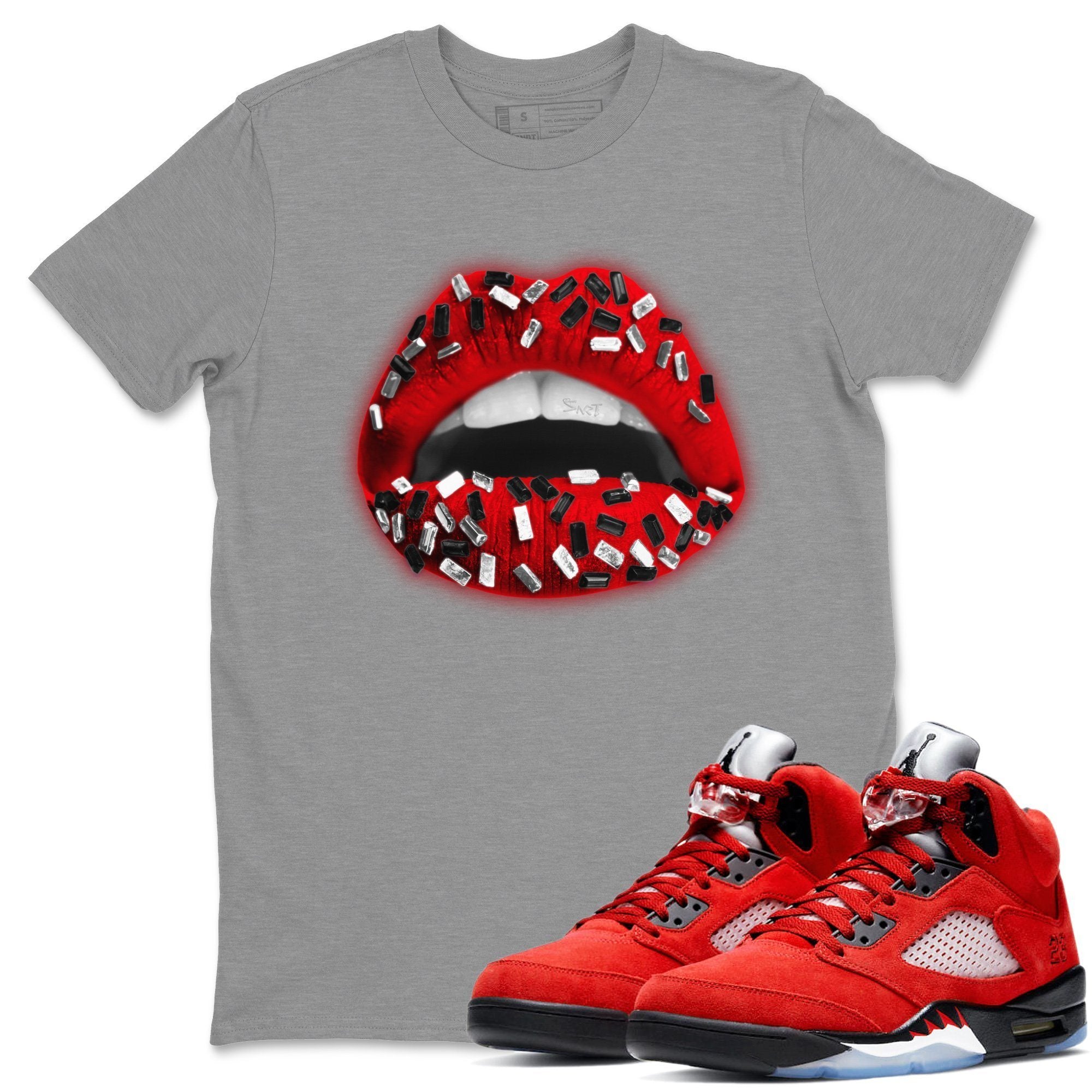 Lips Jewel Unisex Tops - Air Jordan 5 Raging Bull