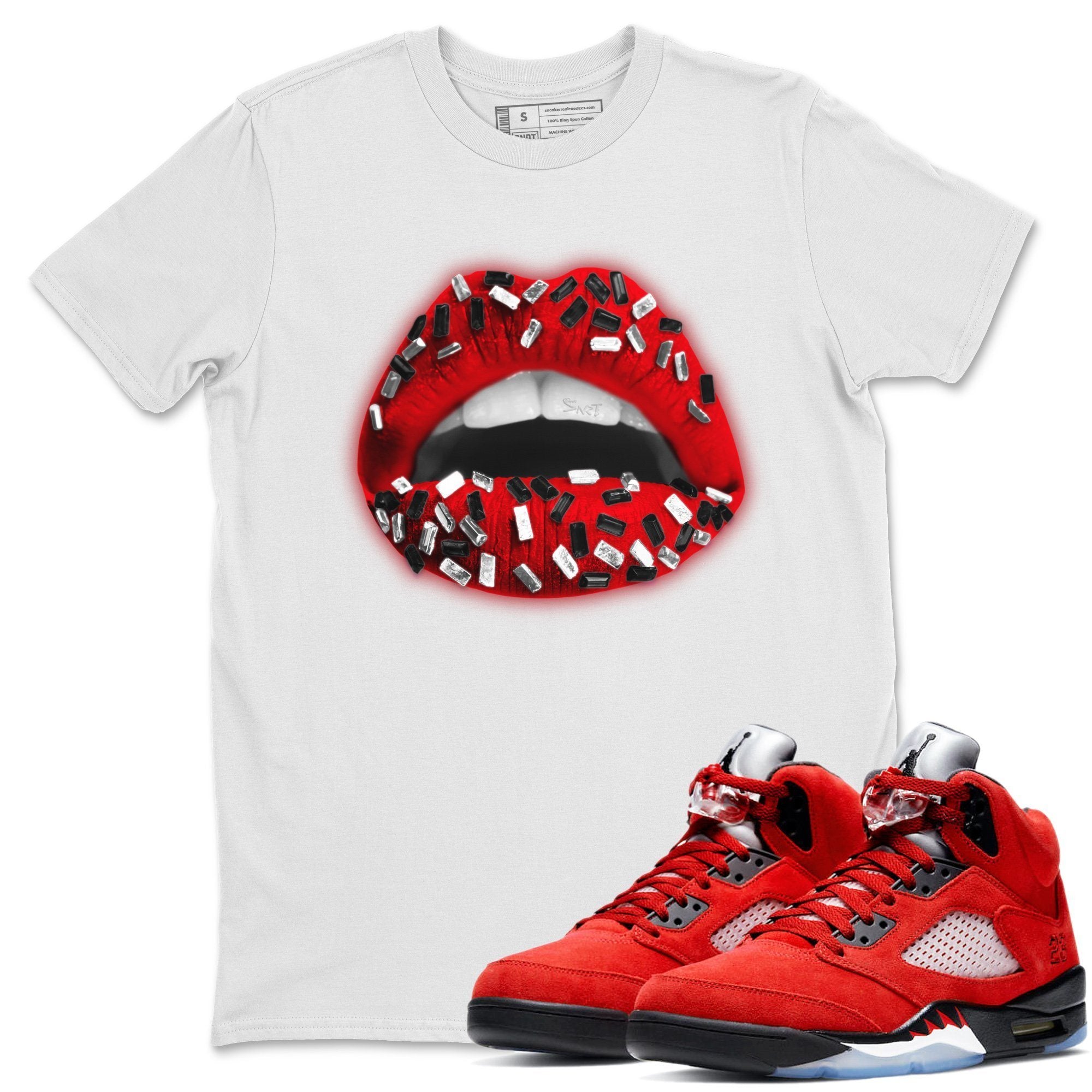 Lips Jewel Unisex Tops - Air Jordan 5 Raging Bull