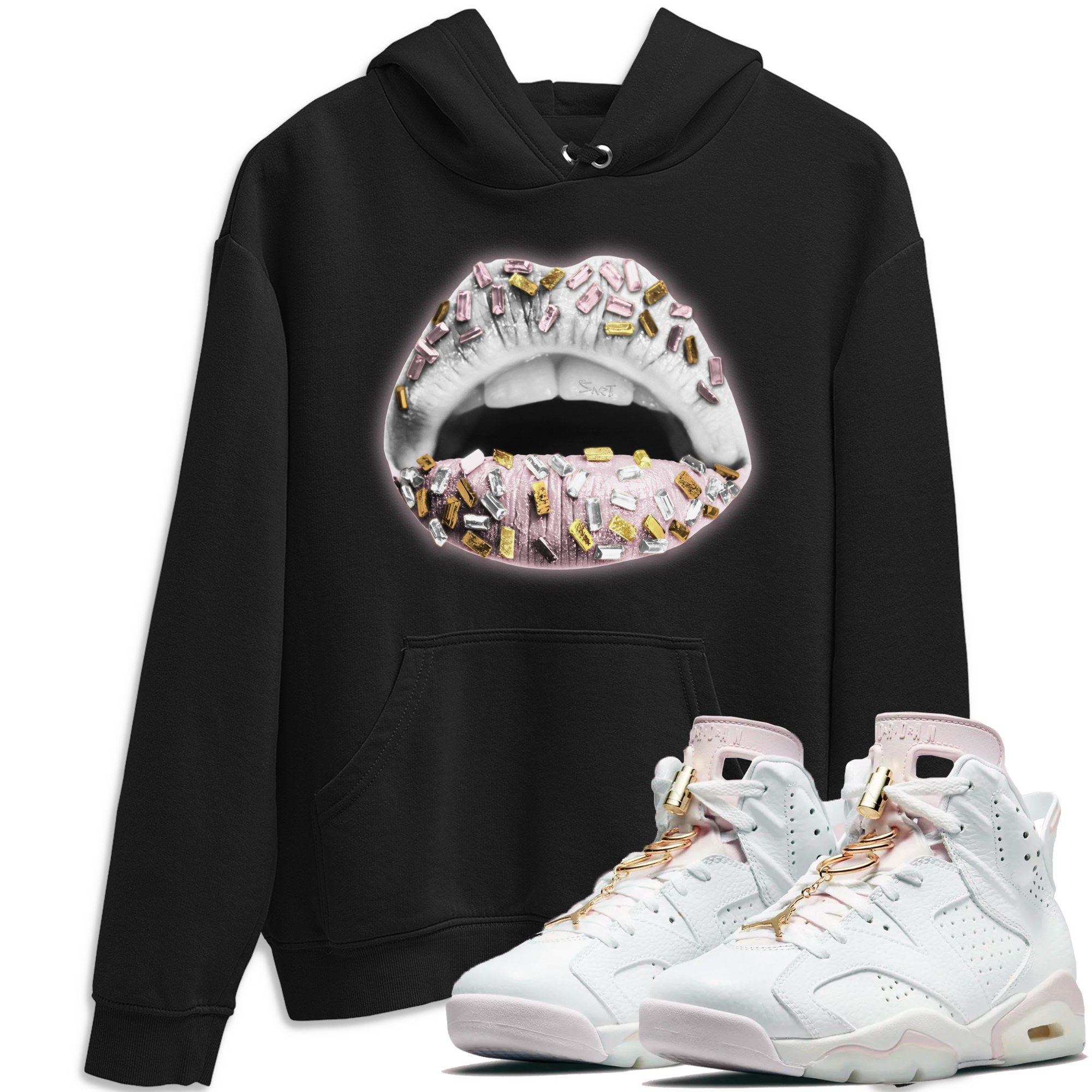 Lips Jewel Unisex Tops - Air Jordan 6 Gold Hoops