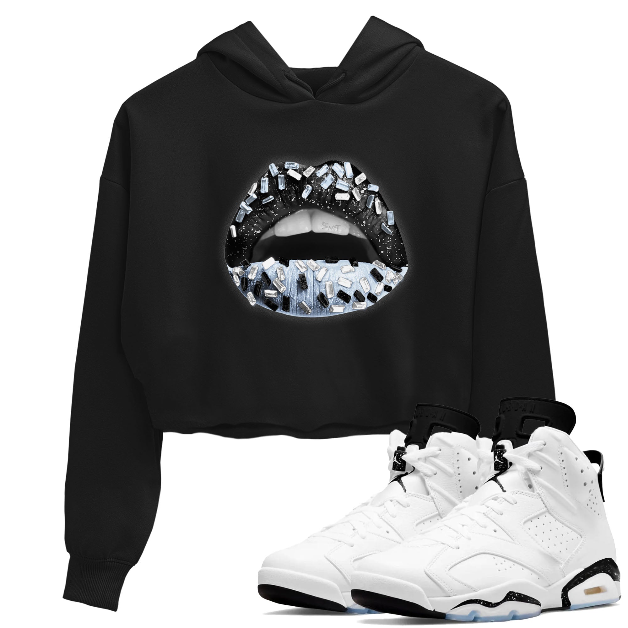 Lips Jewel snkmatch Women's Top - Air Jordan 6 White Black