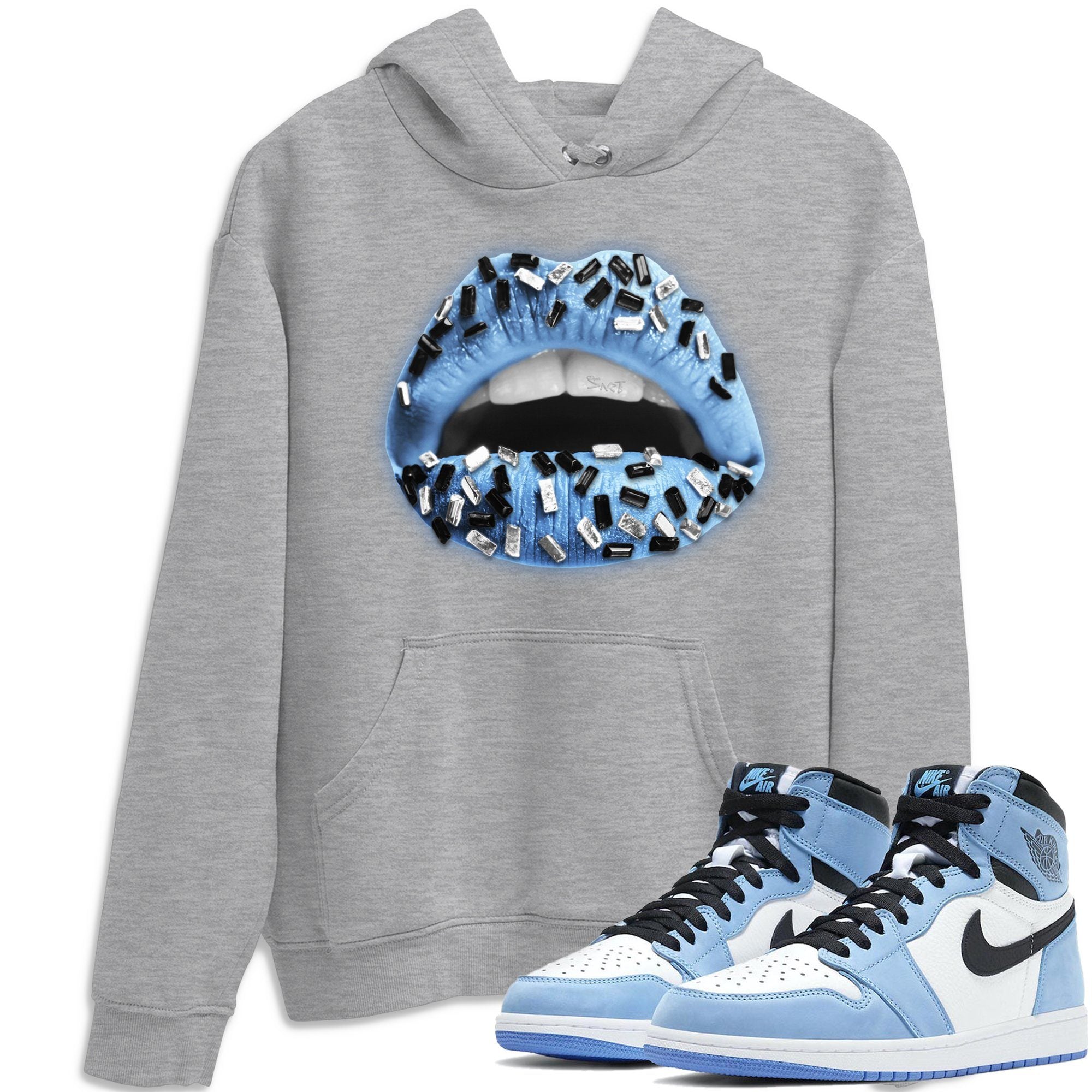 Lips Jewel Unisex Tops - Air Jordan 1 University Blue