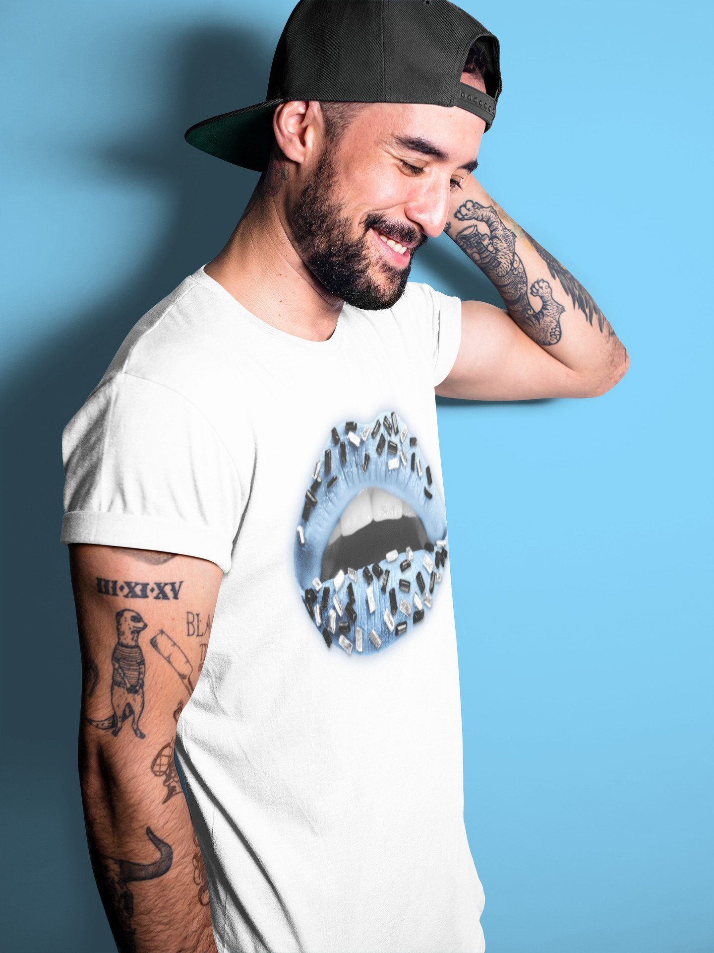 Lips Jewel Unisex Tops - Air Jordan 1 University Blue