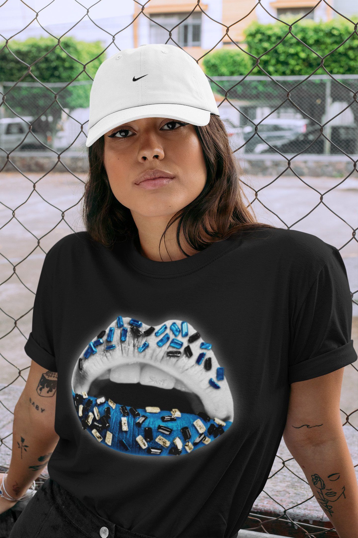 Lips Jewel Unisex Tops - Air Jordan 1 Travis Scott Fragment
