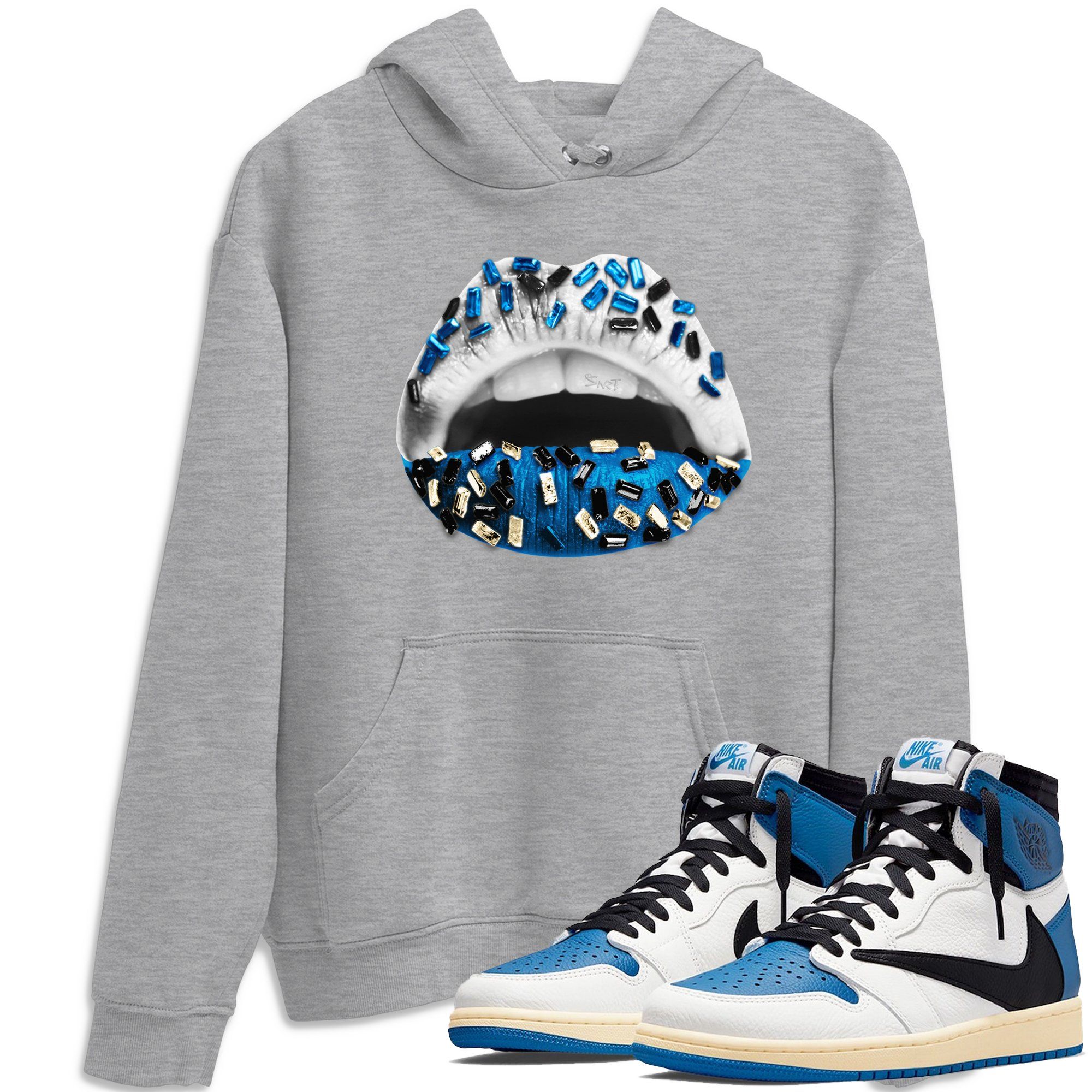 Lips Jewel Unisex Tops - Air Jordan 1 Travis Scott Fragment