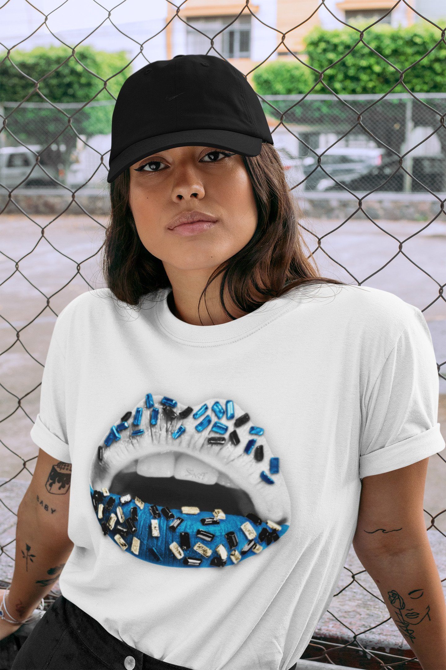 Lips Jewel Unisex Tops - Air Jordan 1 Travis Scott Fragment