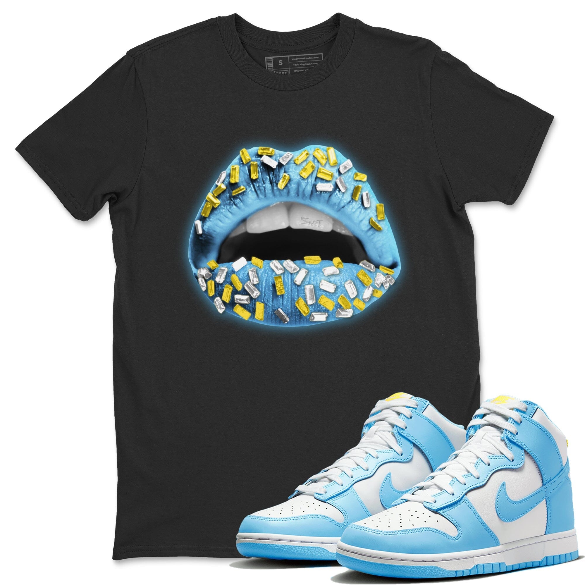 Lips Jewel Unisex Tops - Dunk Blue Chill