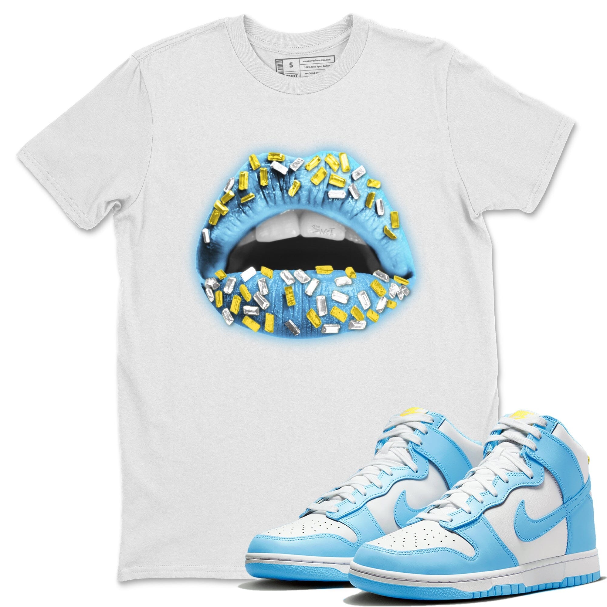 Lips Jewel Unisex Tops - Dunk Blue Chill