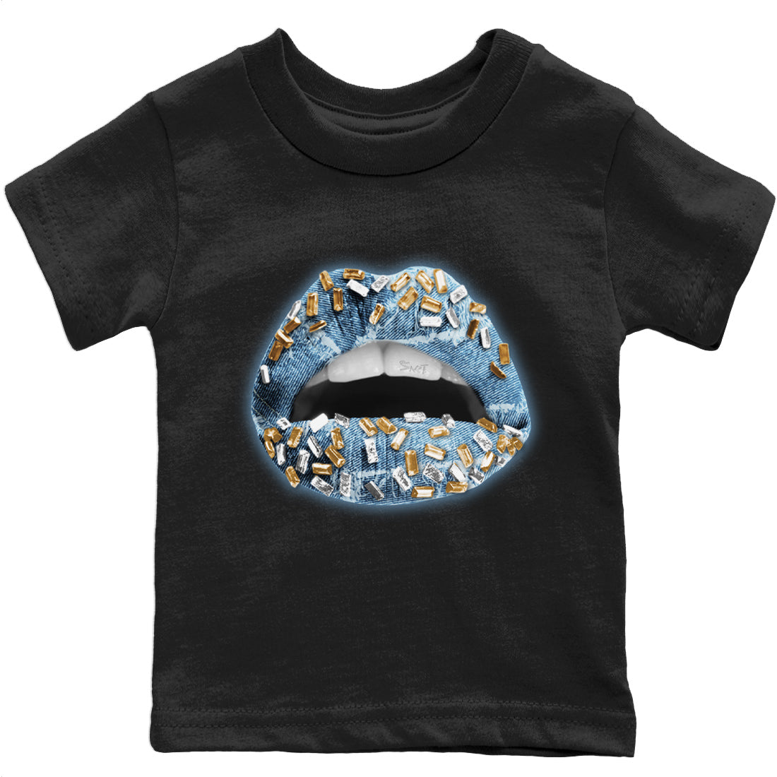 Lips Jewel Kids Tops - Air Jordan 1 Denim