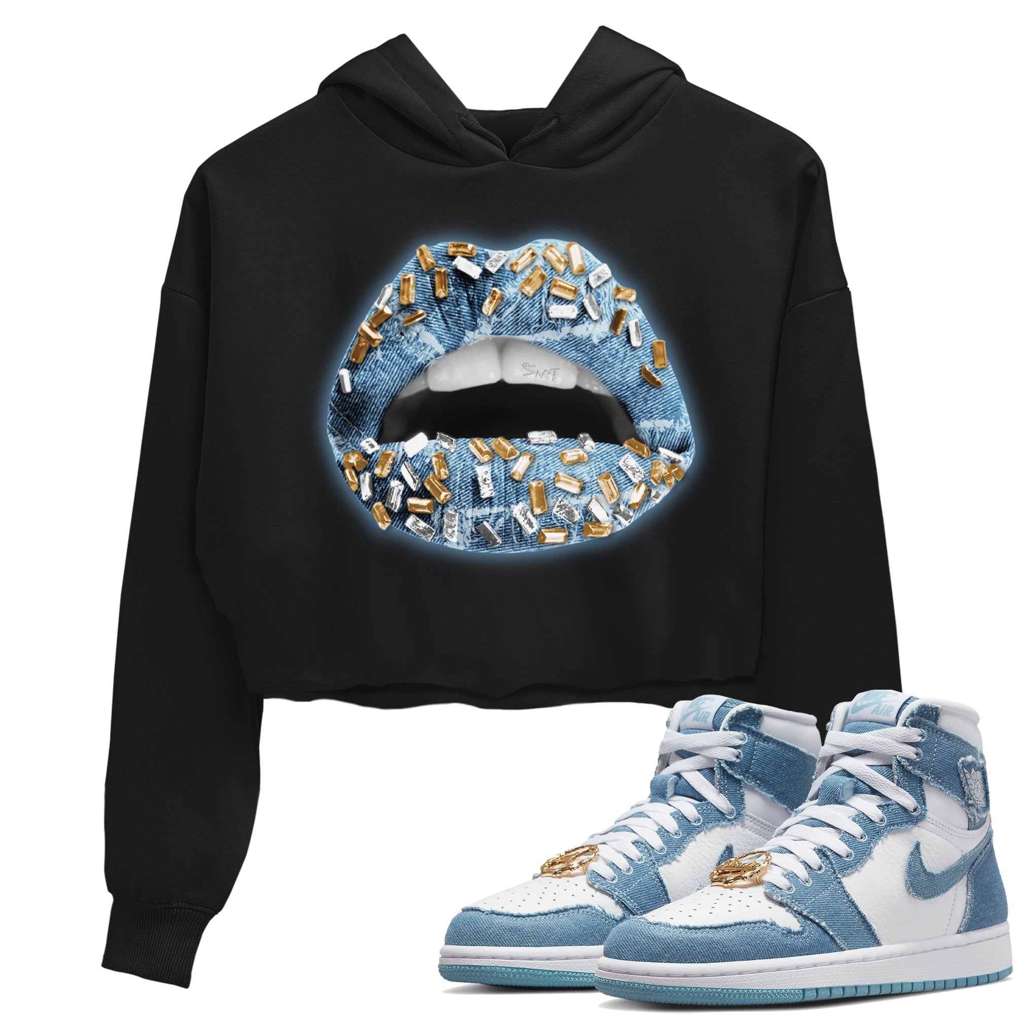 Lips Jewel Women's Tops - Air Jordan 1 Denim