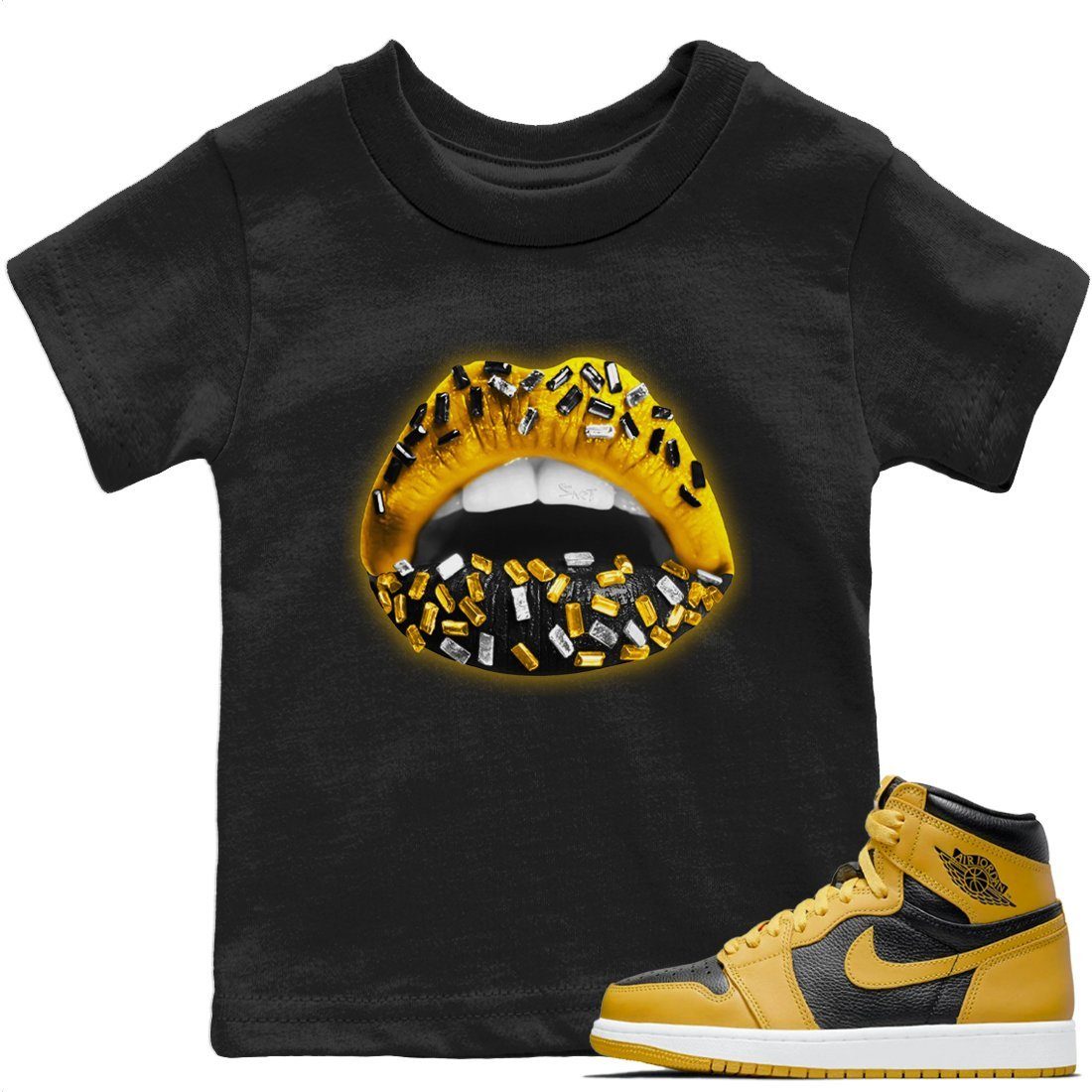 Lips Jewel Kids Tops - Air Jordan 1 Pollen
