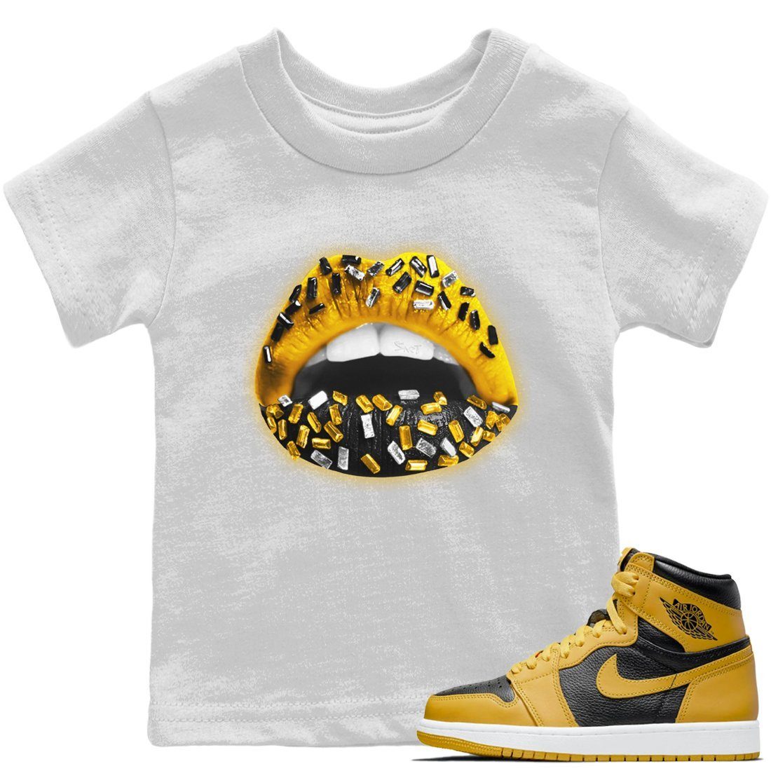 Lips Jewel Kids Tops - Air Jordan 1 Pollen