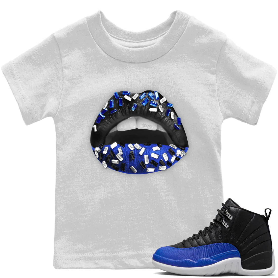 Lips Jewel Kids Tops - Air Jordan 12 Hyper Royal