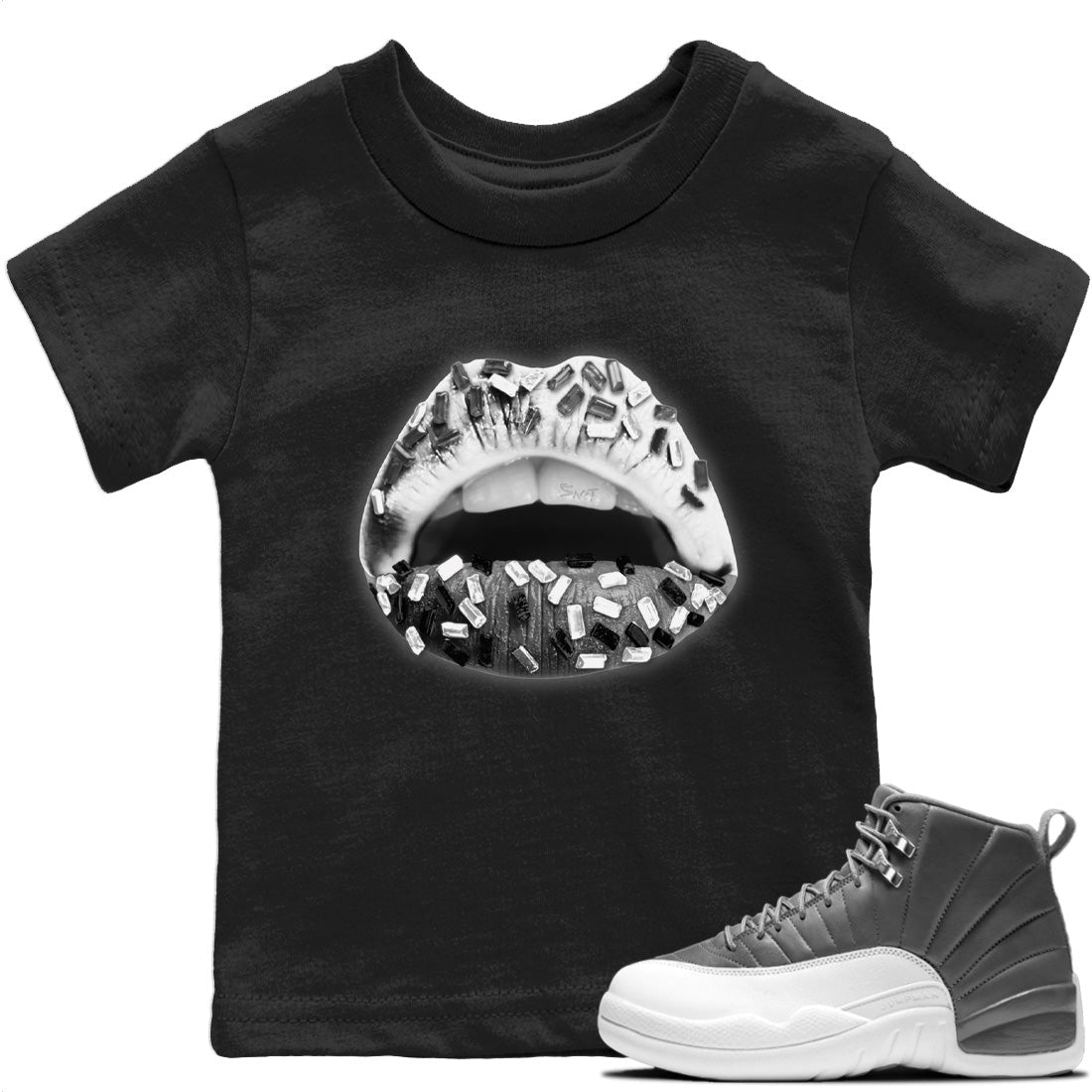 Lips Jewel Kids Tops - Air Jordan 12 Stealth