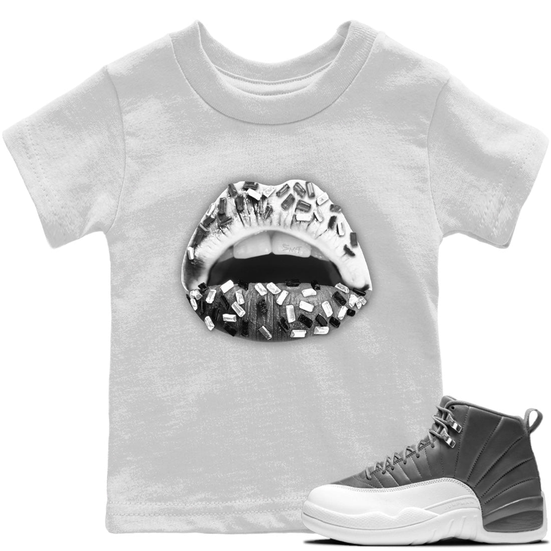 Lips Jewel Kids Tops - Air Jordan 12 Stealth
